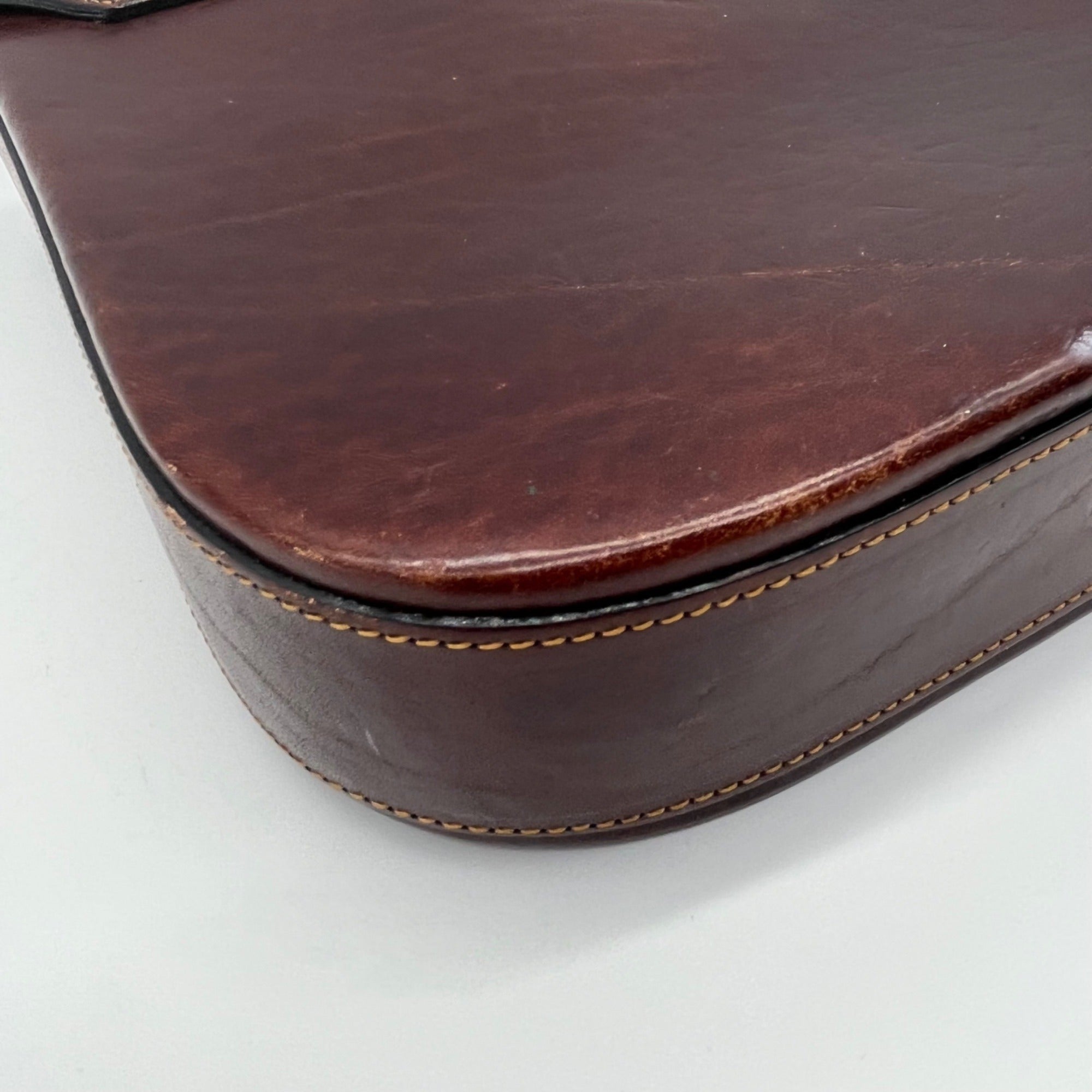 Oroton Chestnut Brown Vintage Leather Crossbody Bag