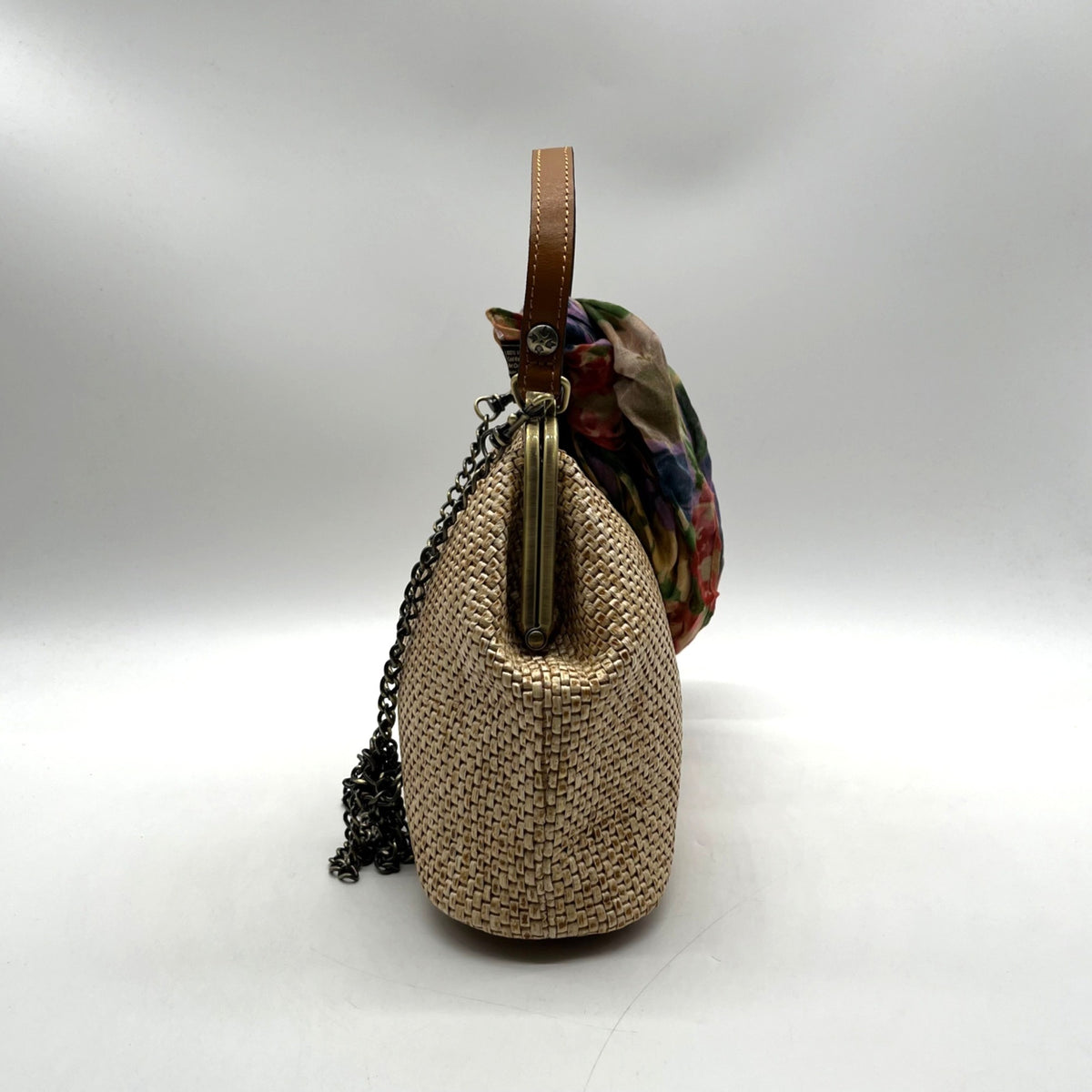 Patricia Nash Straw Tan Laureana Frame Satchel Bag