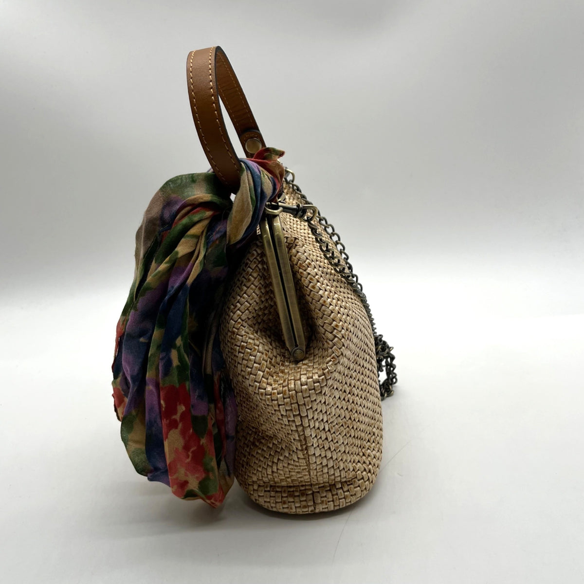 Patricia Nash Straw Tan Laureana Frame Satchel Bag