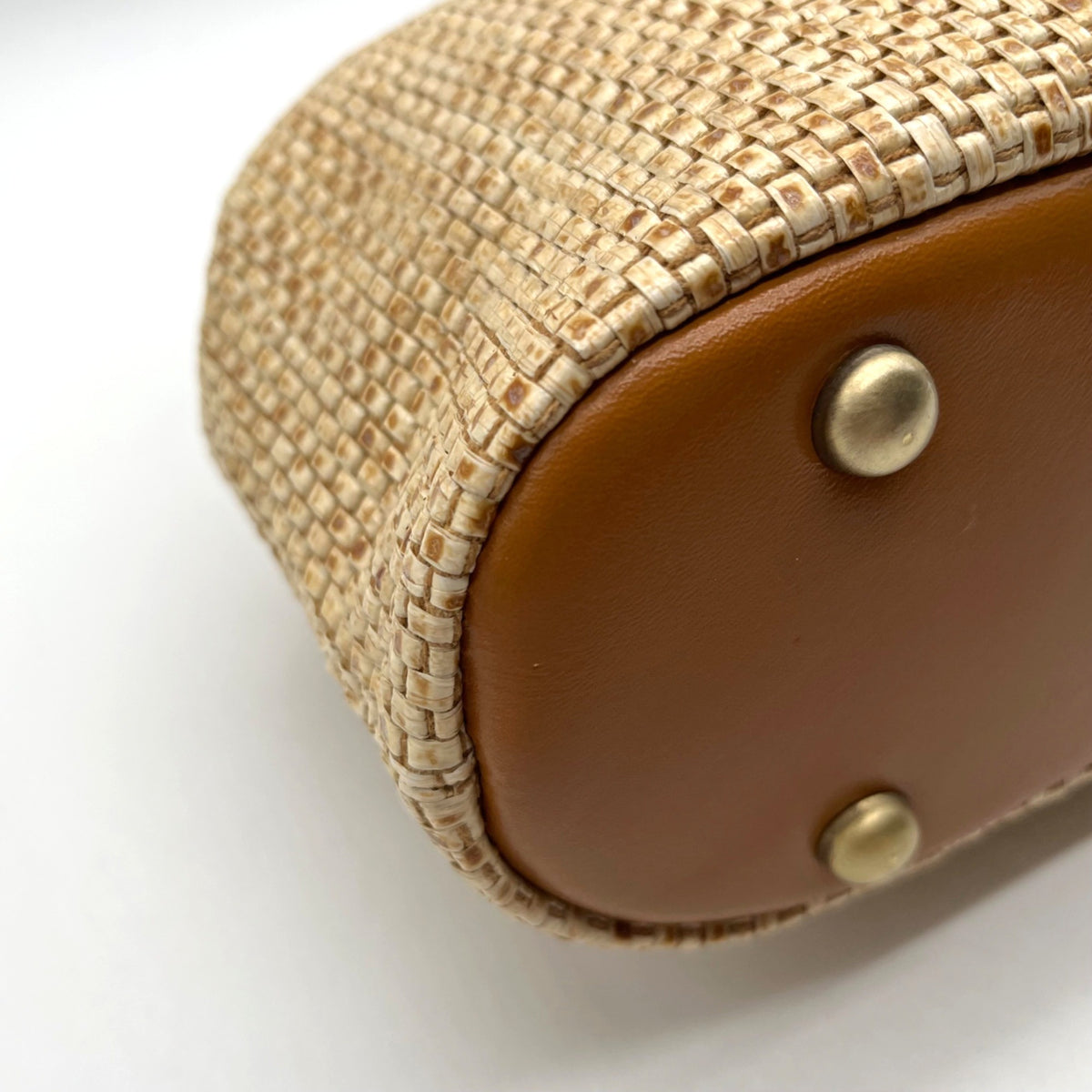 Patricia Nash Straw Tan Laureana Frame Satchel Bag