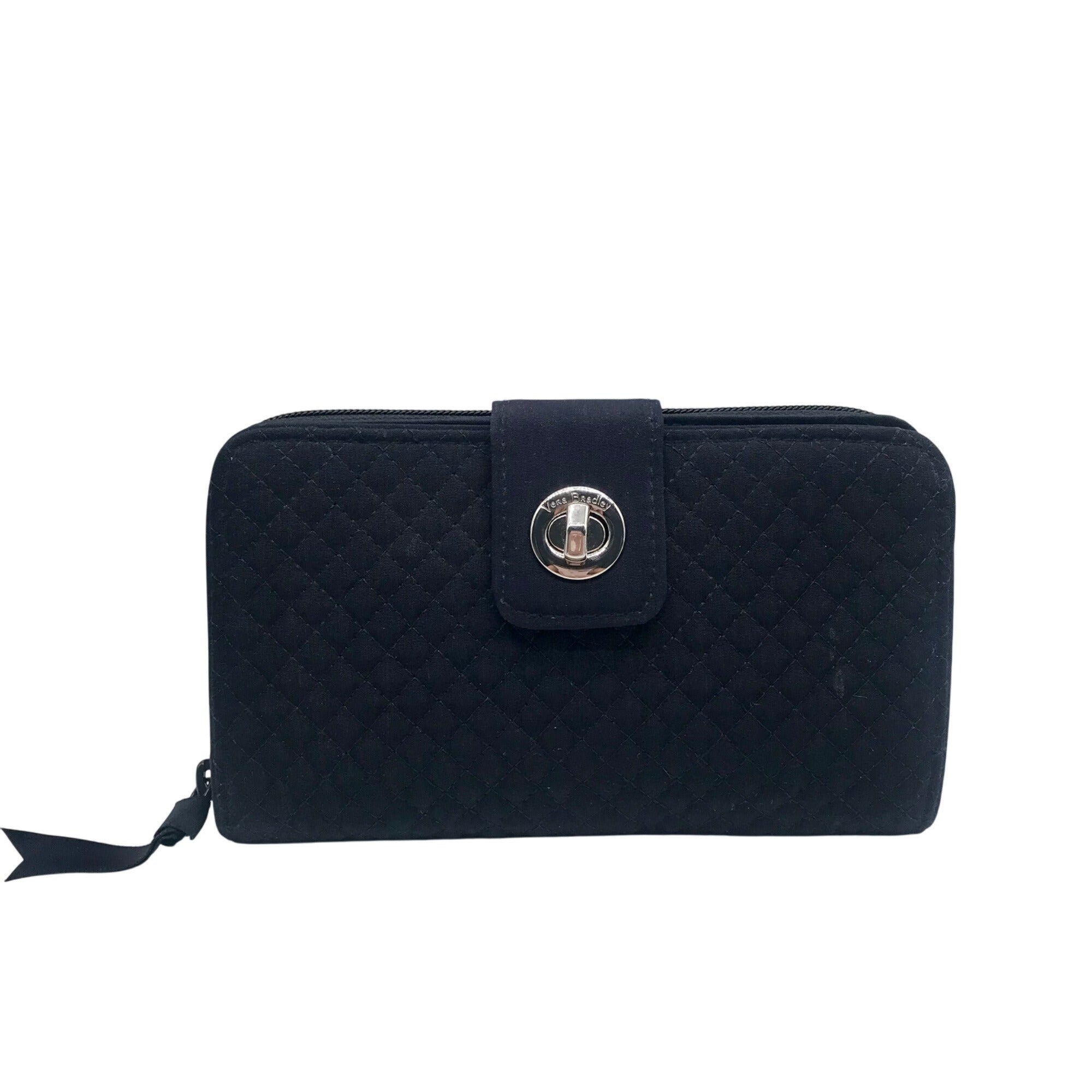 Vera Bradley Classic Navy Microfiber RFID Turnlock Wallet 