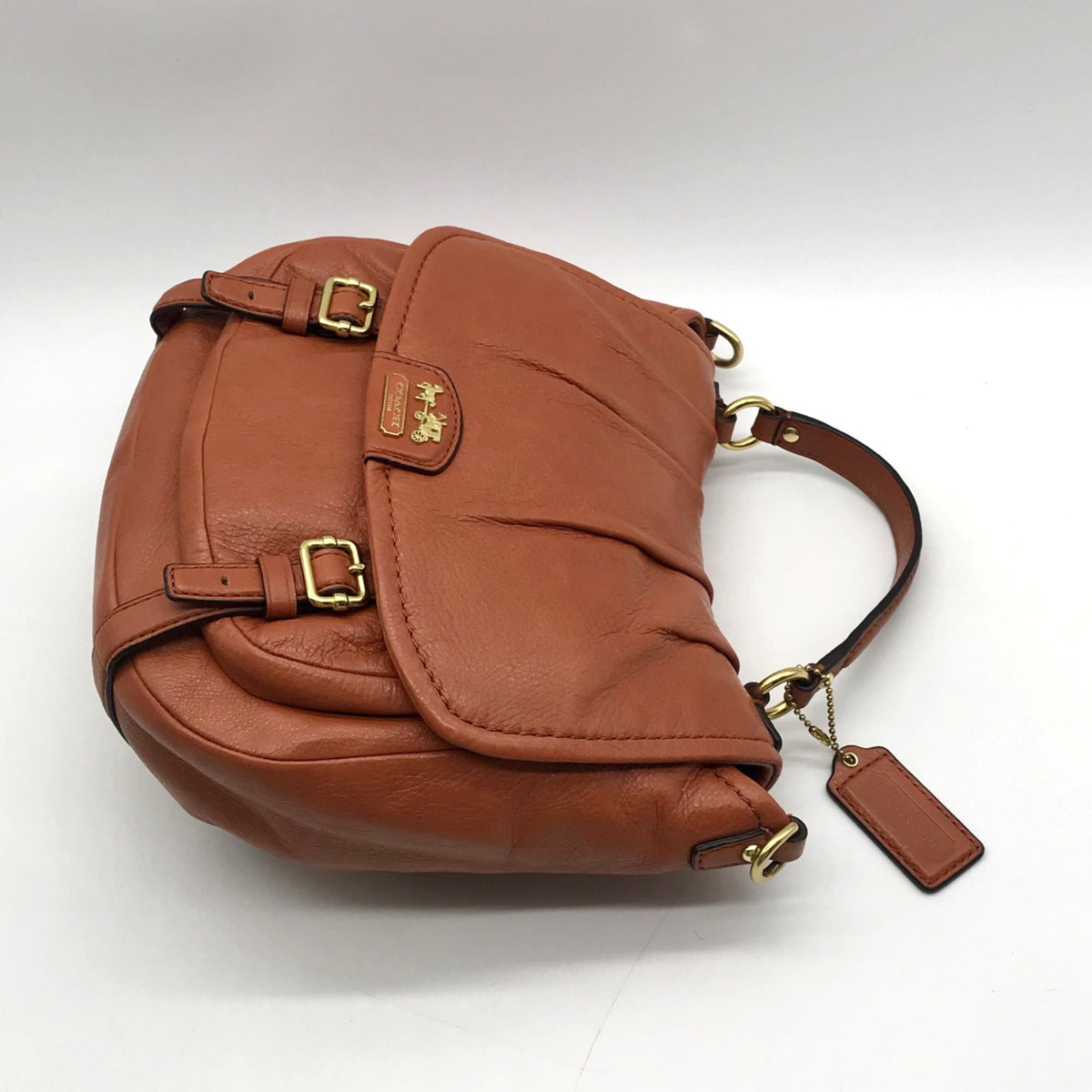 Coach Camel Brown Pebbled Leather Crossbody Bag
