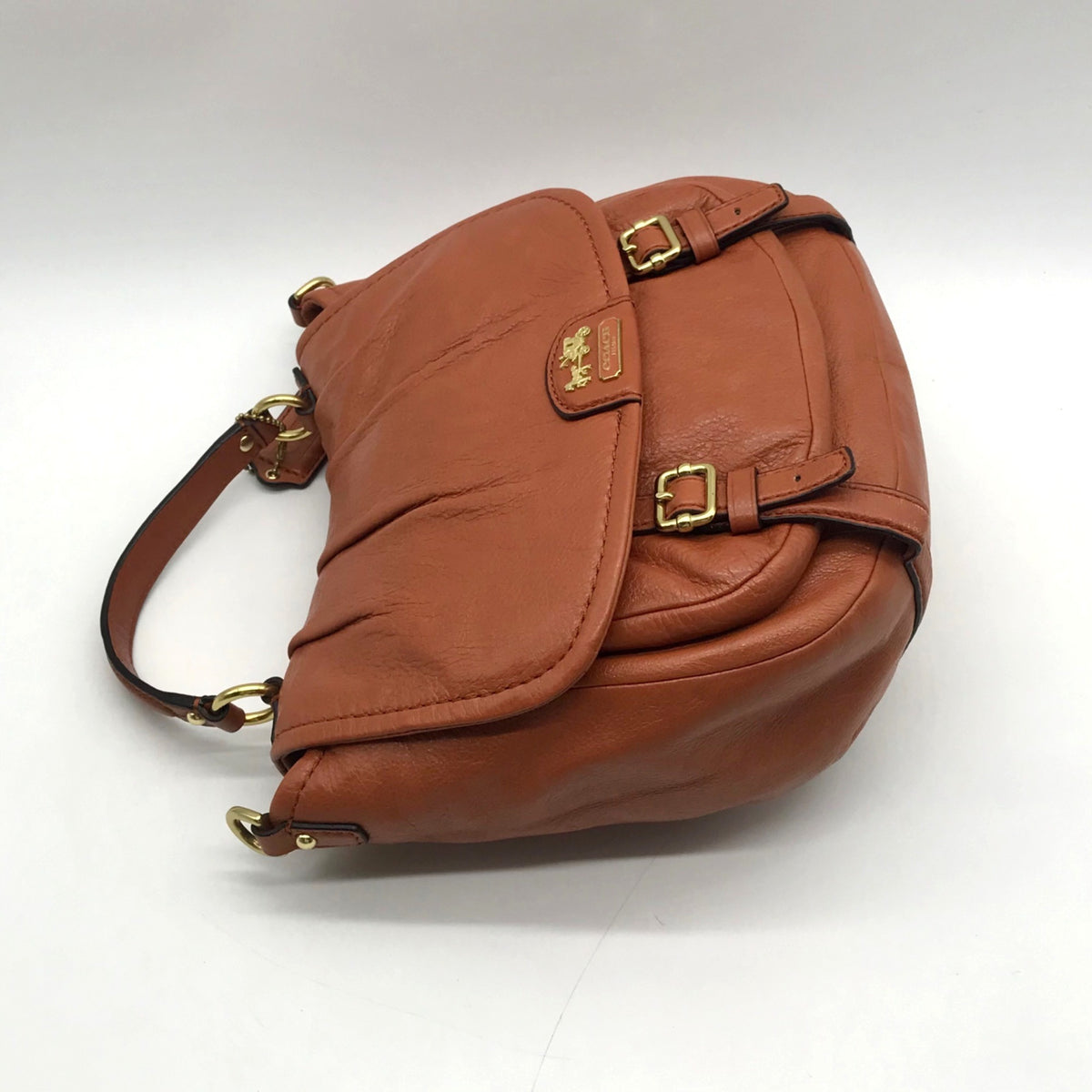 Coach Camel Brown Pebbled Leather Crossbody Bag