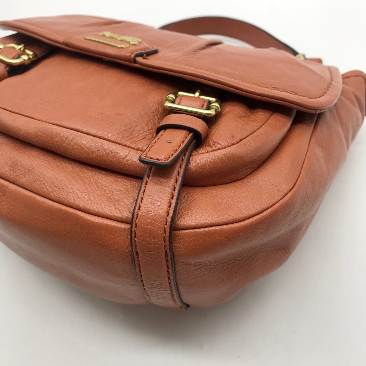 Coach Camel Brown Pebbled Leather Crossbody Bag