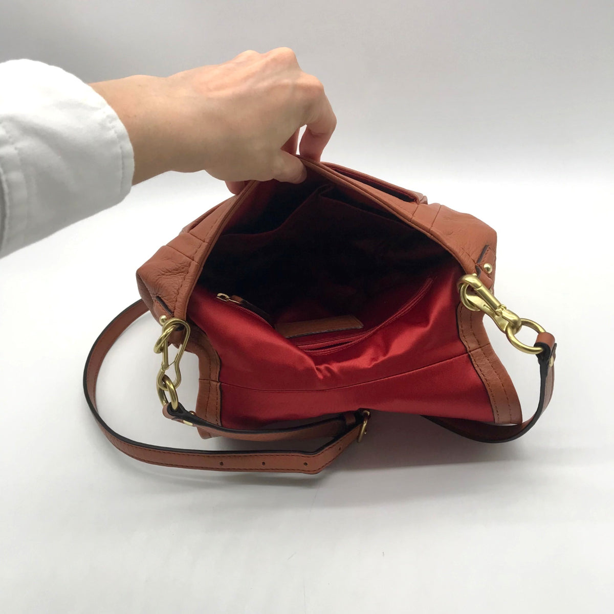 Coach Camel Brown Pebbled Leather Crossbody Bag