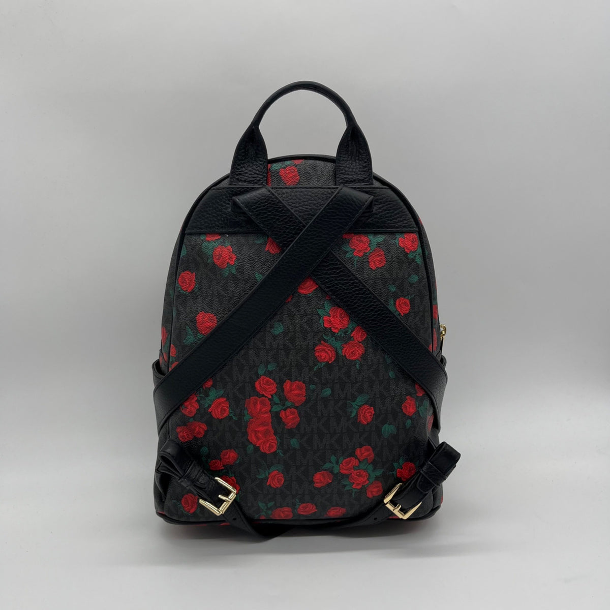 Michael Kors Black Abbey Rose Print Backpack