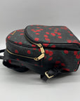 Michael Kors Black Abbey Rose Print Backpack