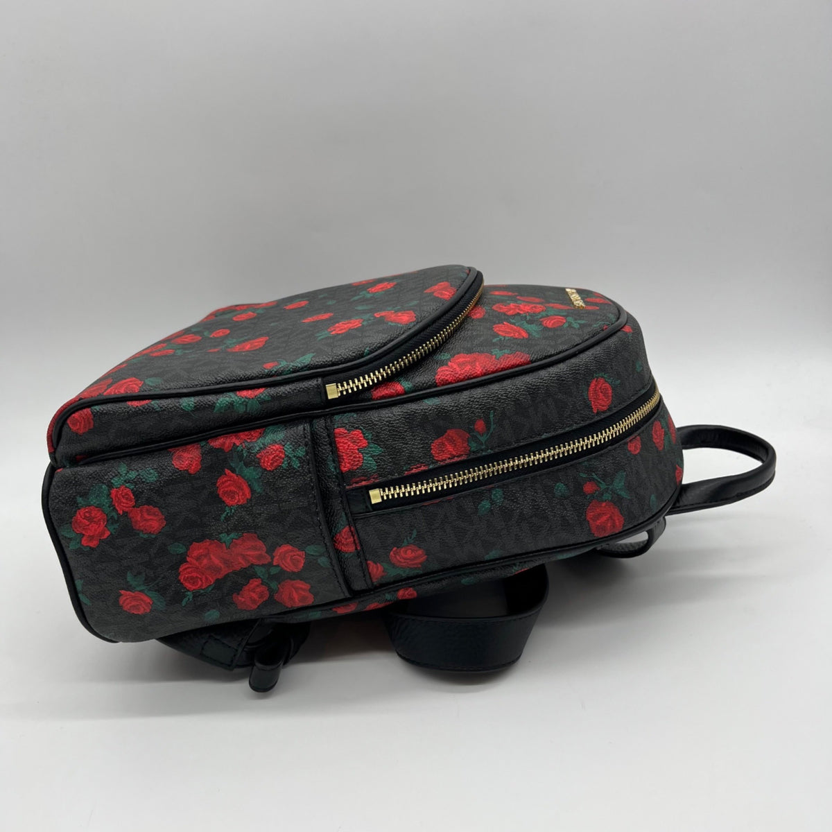 Michael Kors Black Abbey Rose Print Backpack