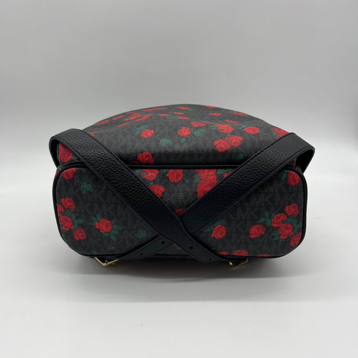 Michael Kors Black Abbey Rose Print Backpack
