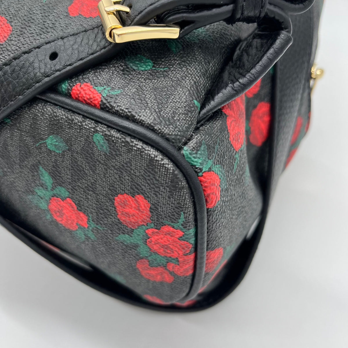 Michael Kors Black Abbey Rose Print Backpack