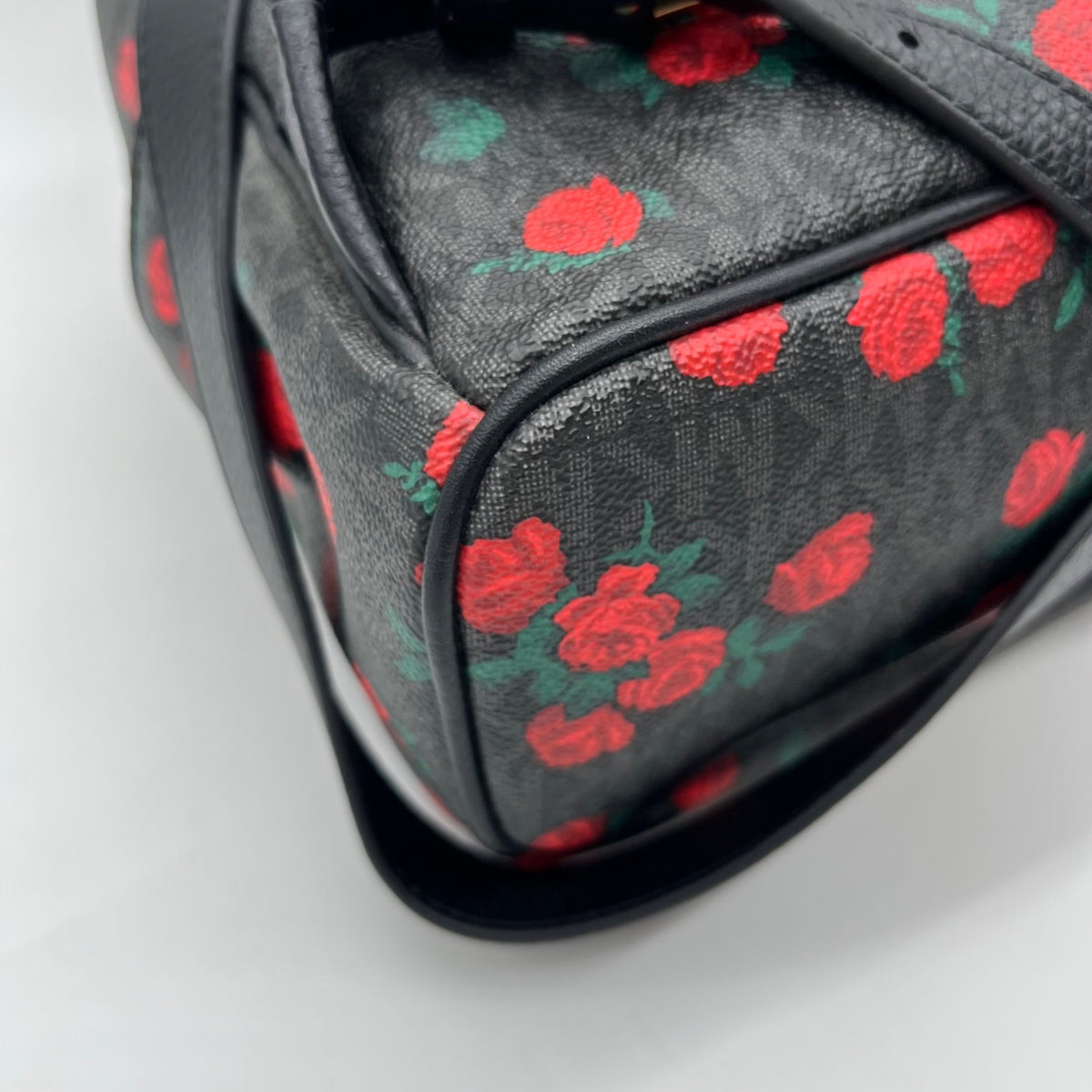 Michael Kors Black Abbey Rose Print Backpack