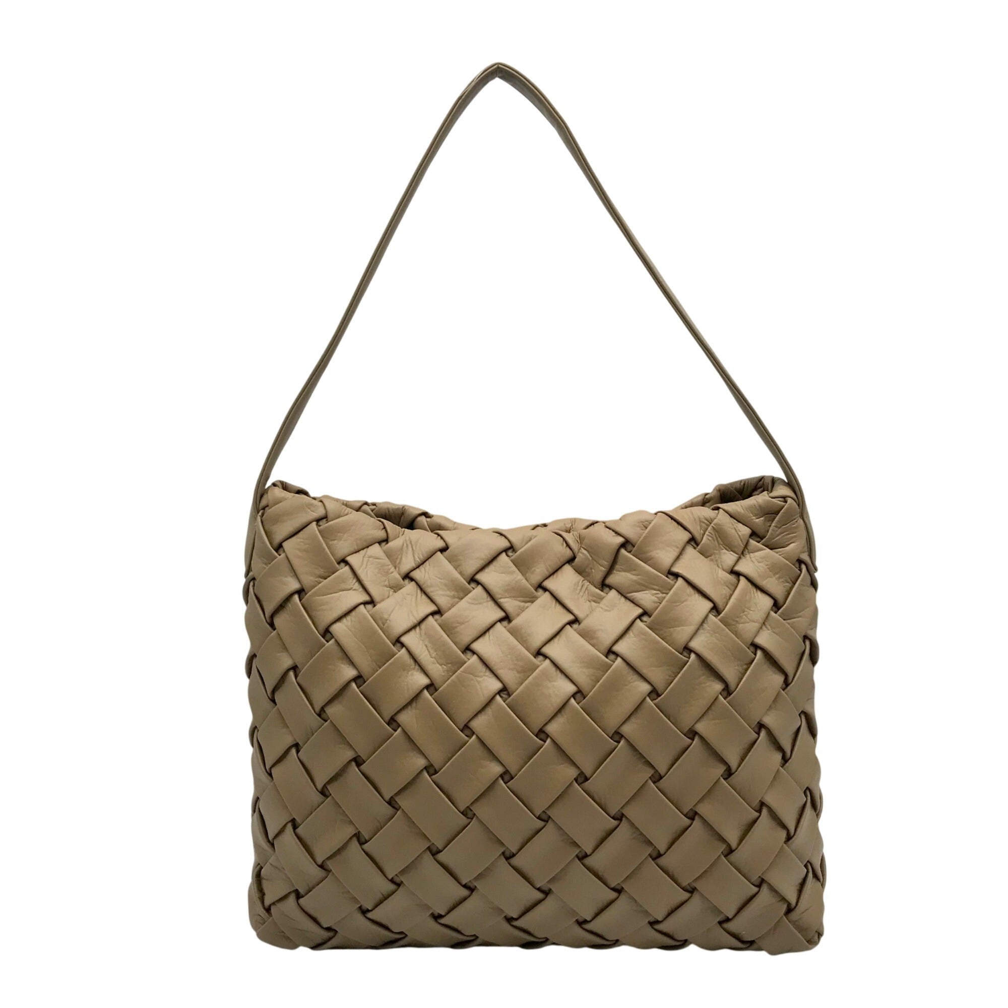 Like Dreams Beige Woven Faux Leather Hazel Tote Bag 