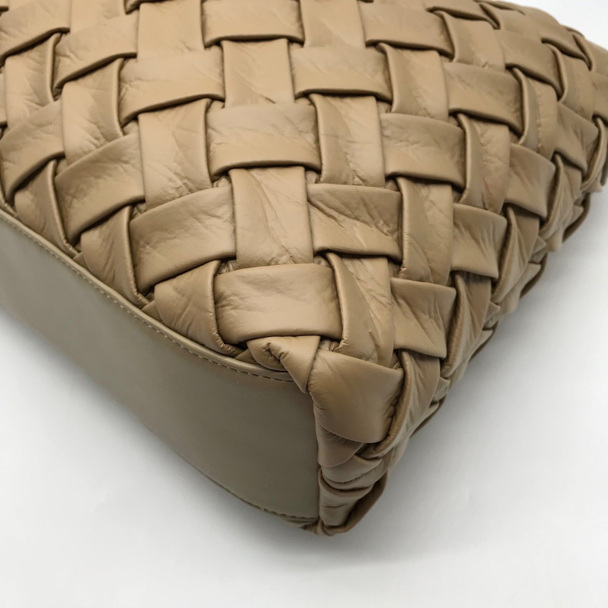 Like Dreams Beige Woven Faux Leather Hazel Tote Bag