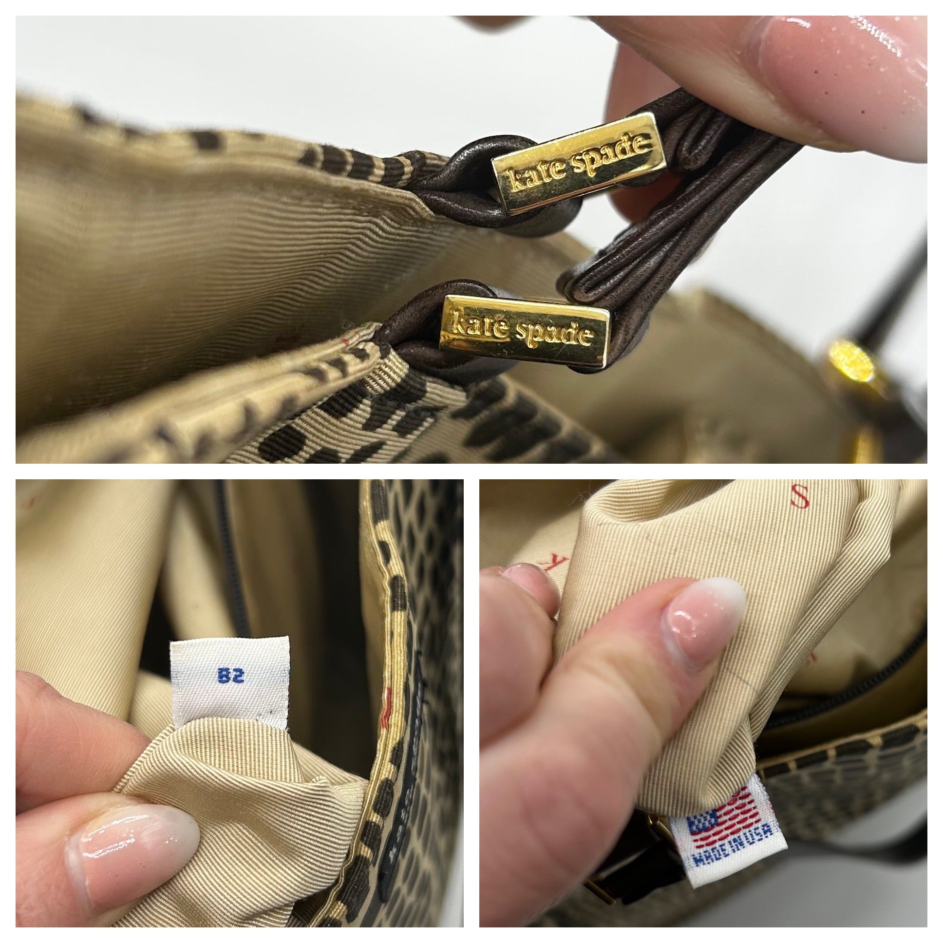 Kate Spade Brown &amp; Tan Canvas Safari Lizard Tote Bag