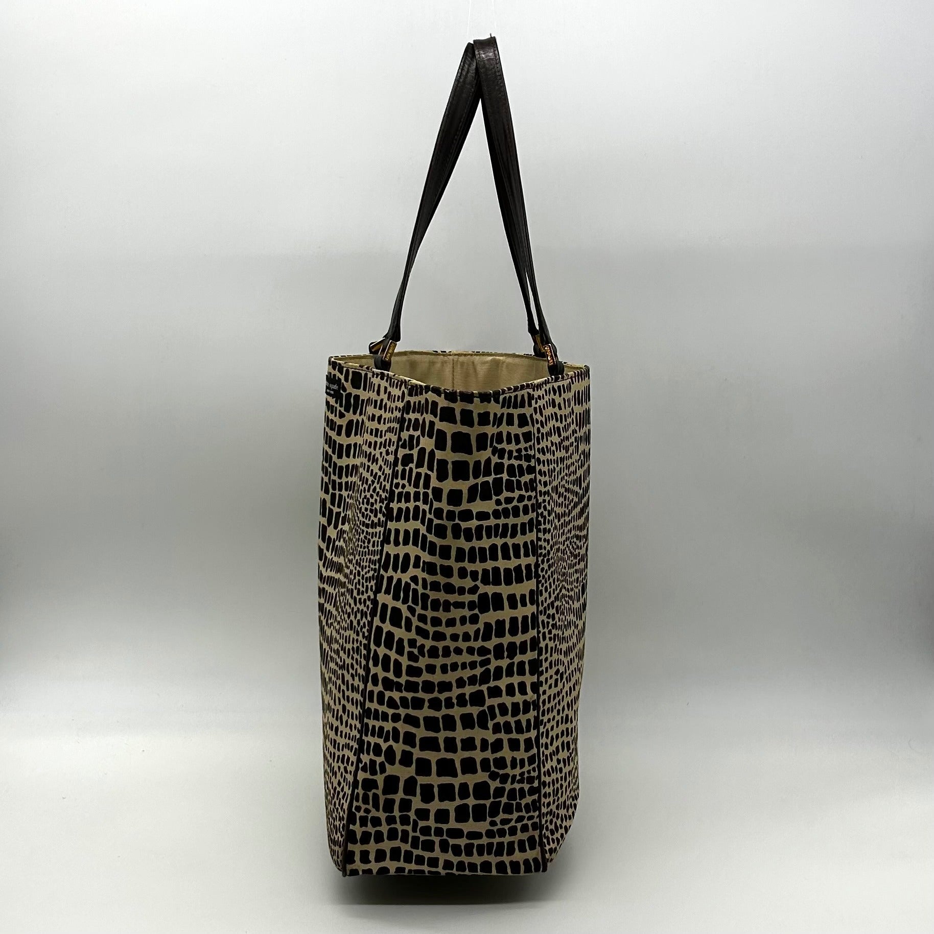 Kate Spade Brown &amp; Tan Canvas Safari Lizard Tote Bag