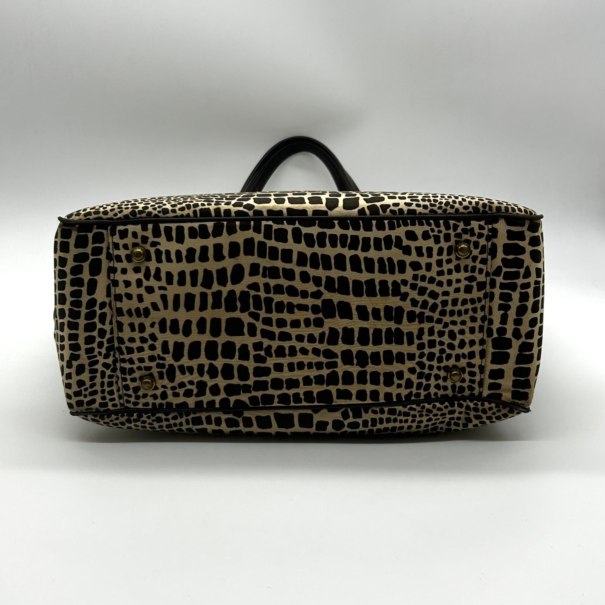 Kate Spade Brown &amp; Tan Canvas Safari Lizard Tote Bag