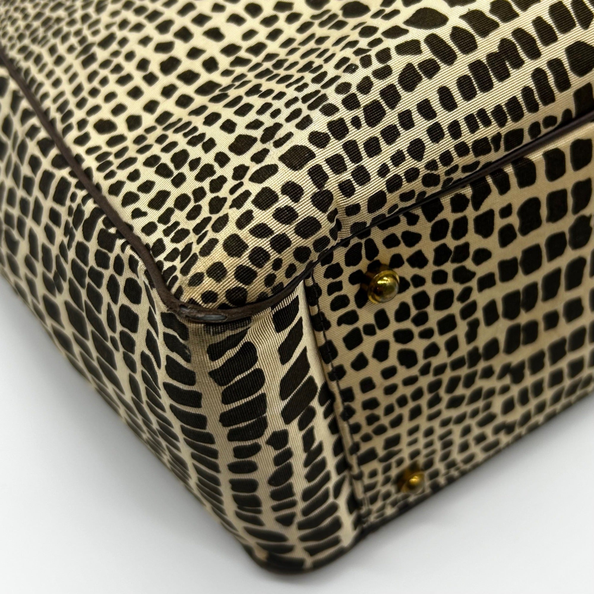 Kate Spade Brown &amp; Tan Canvas Safari Lizard Tote Bag