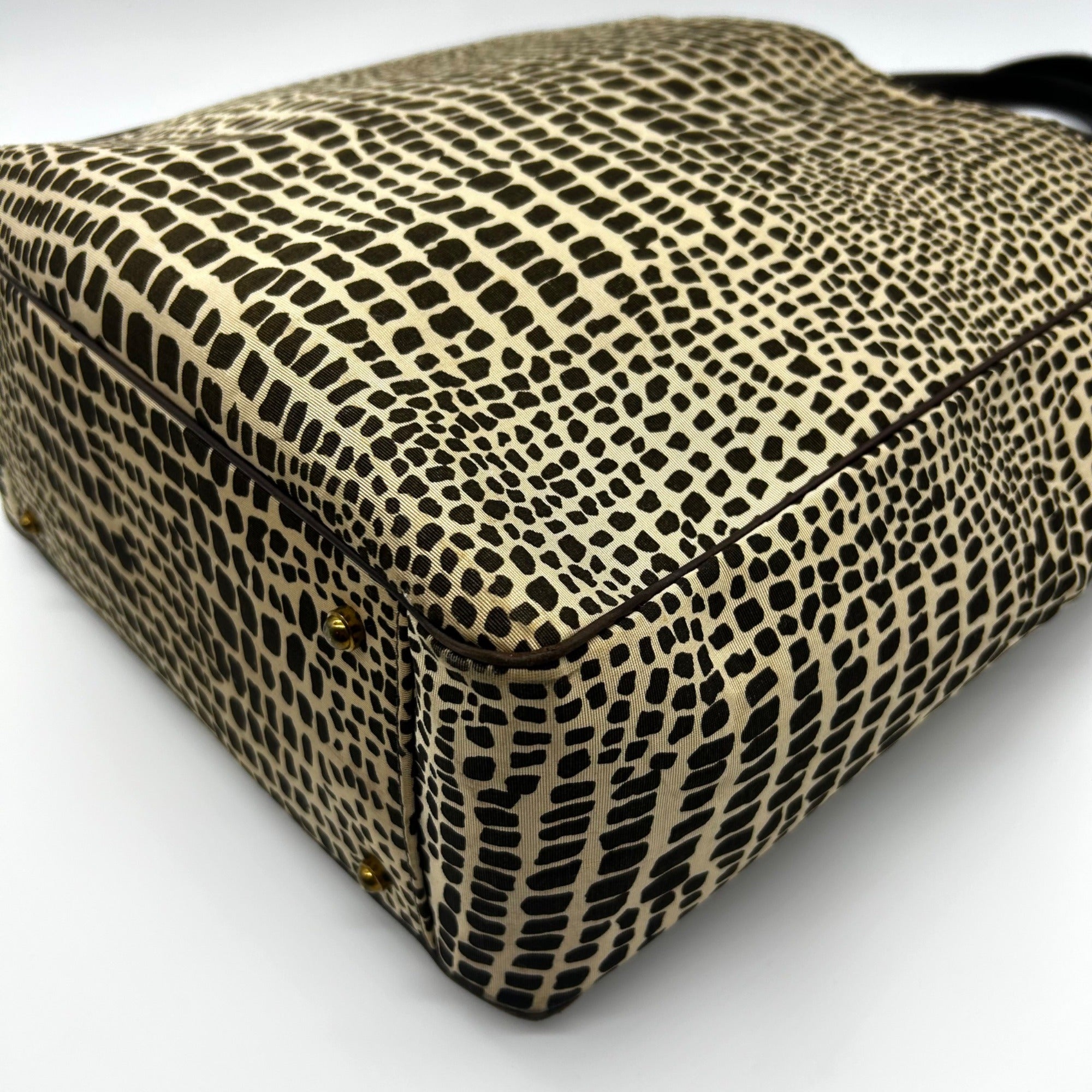 Kate Spade Brown &amp; Tan Canvas Safari Lizard Tote Bag