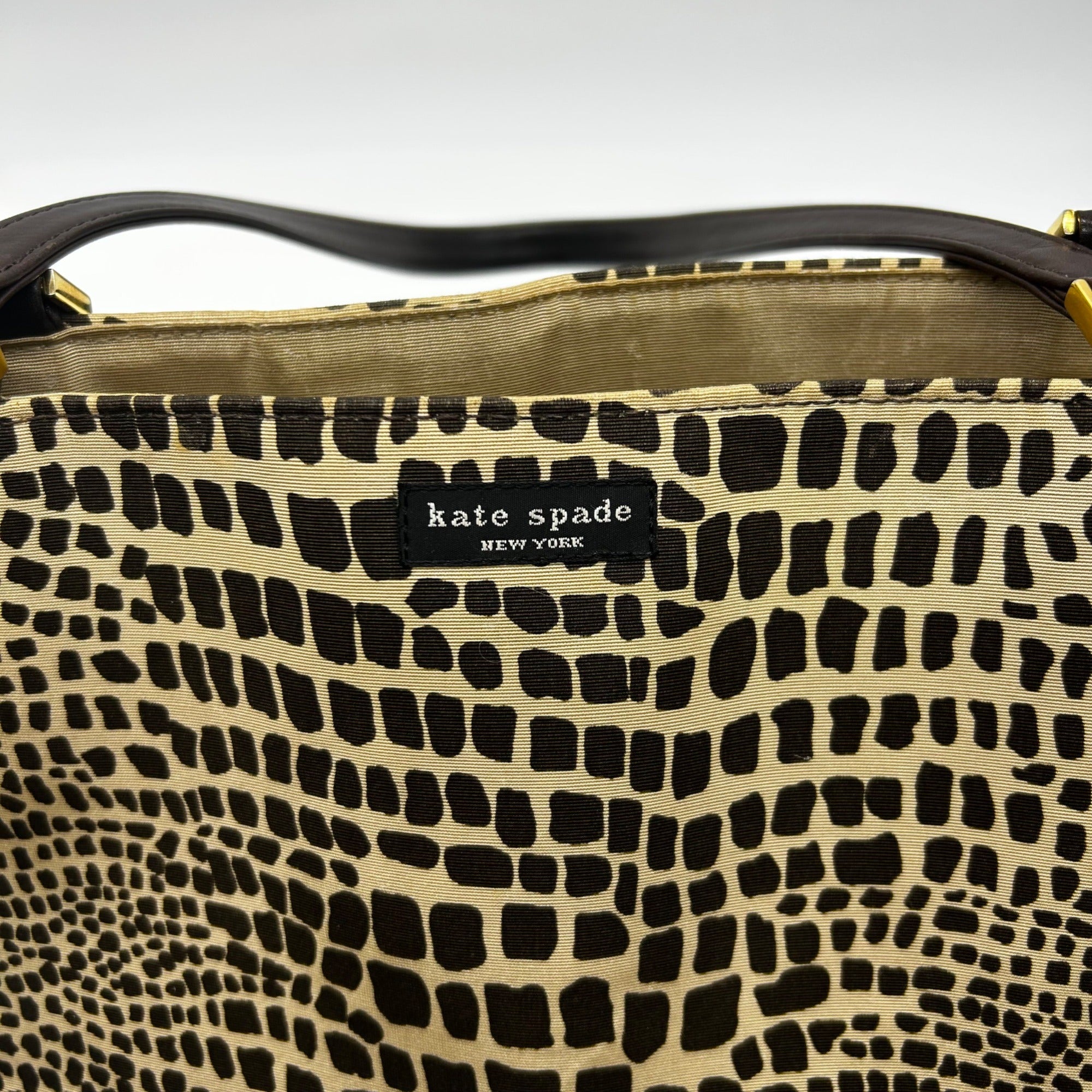 Kate Spade Brown &amp; Tan Canvas Safari Lizard Tote Bag