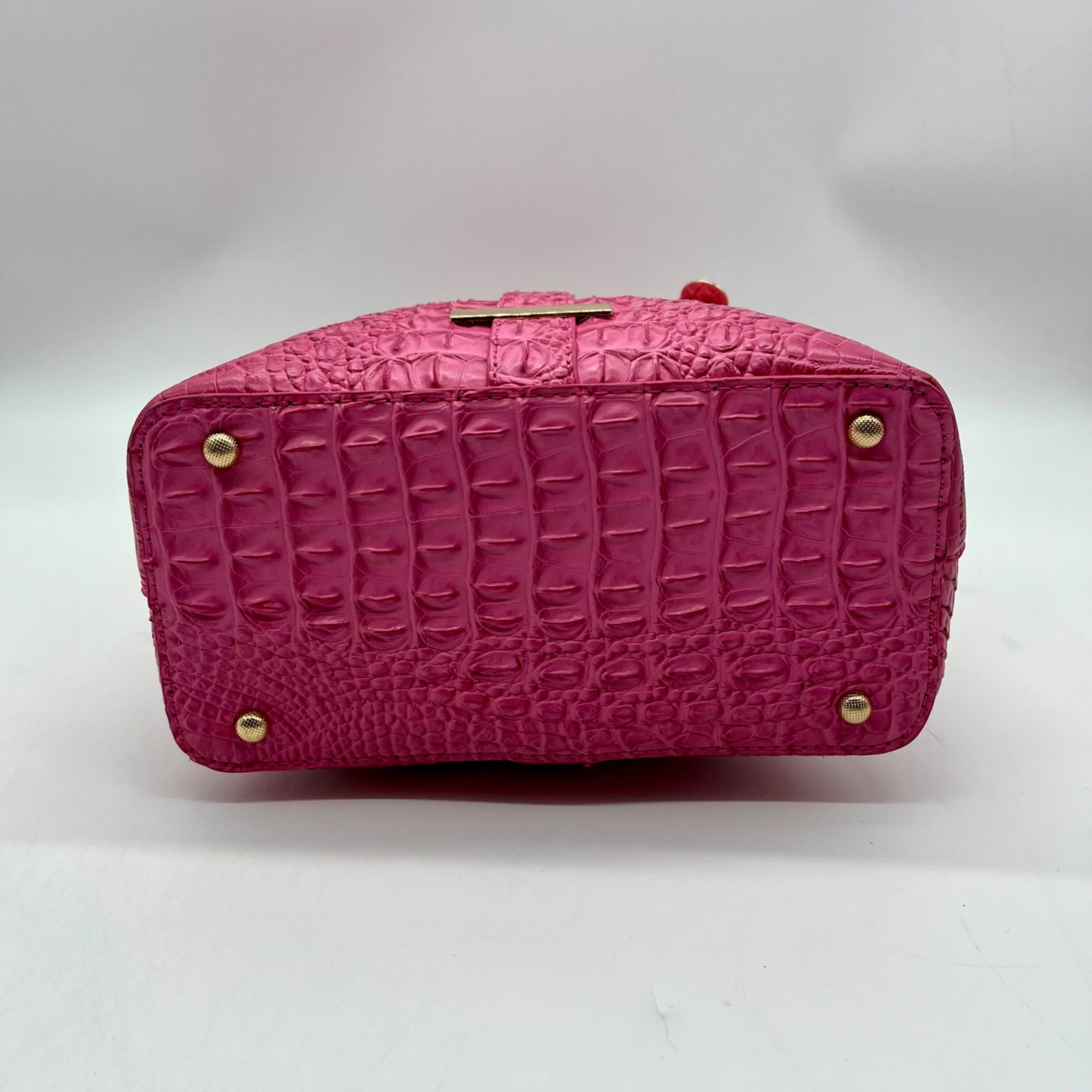 Pink Faux Croc Embossed Leather Crossbody Bag