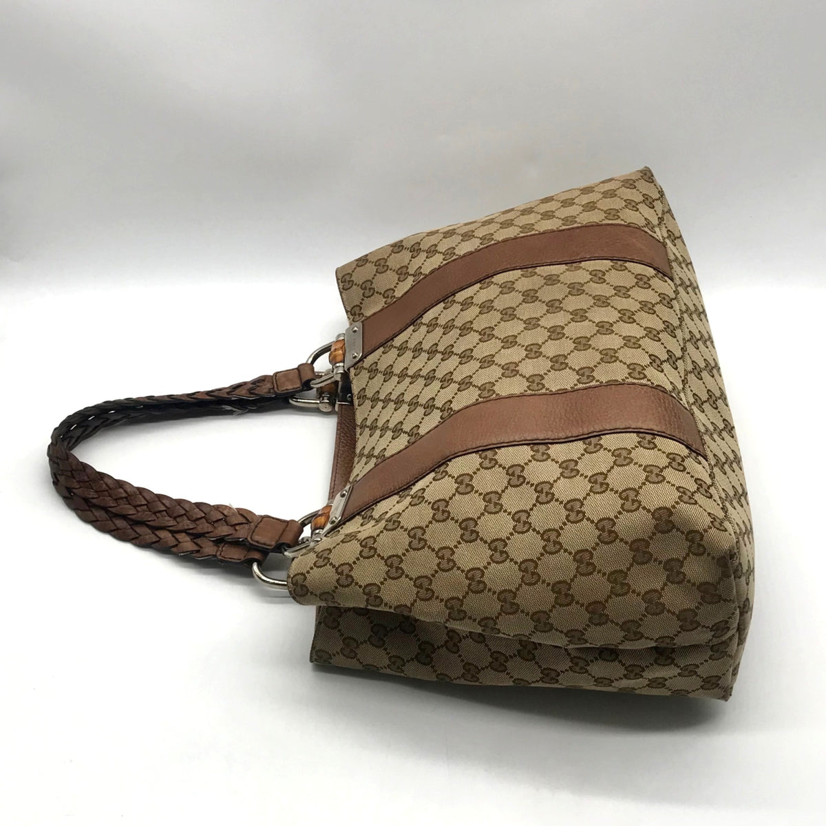 Gucci GG Khaki Signature Canvas Libeccio Tote Bag