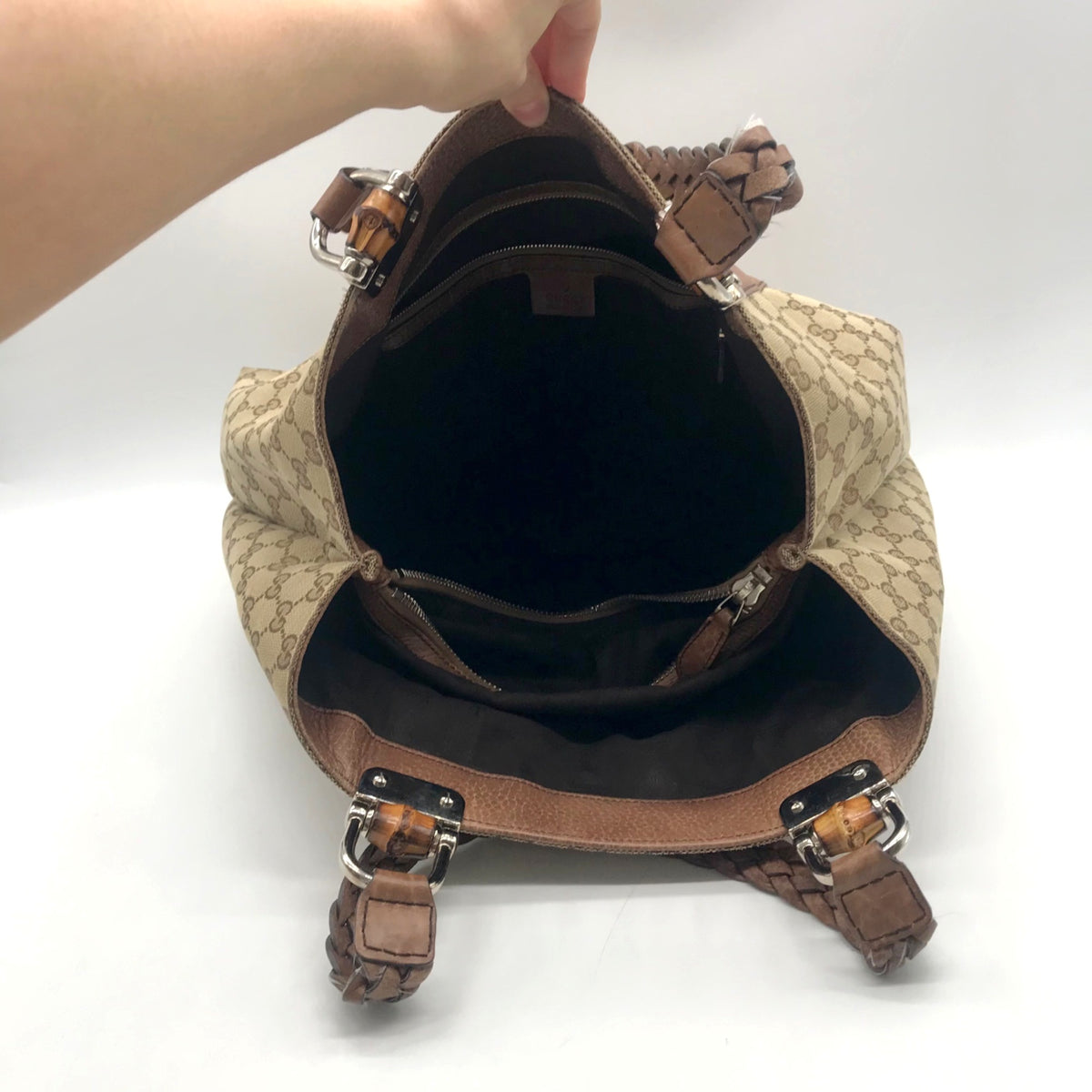 Gucci GG Khaki Signature Canvas Libeccio Tote Bag