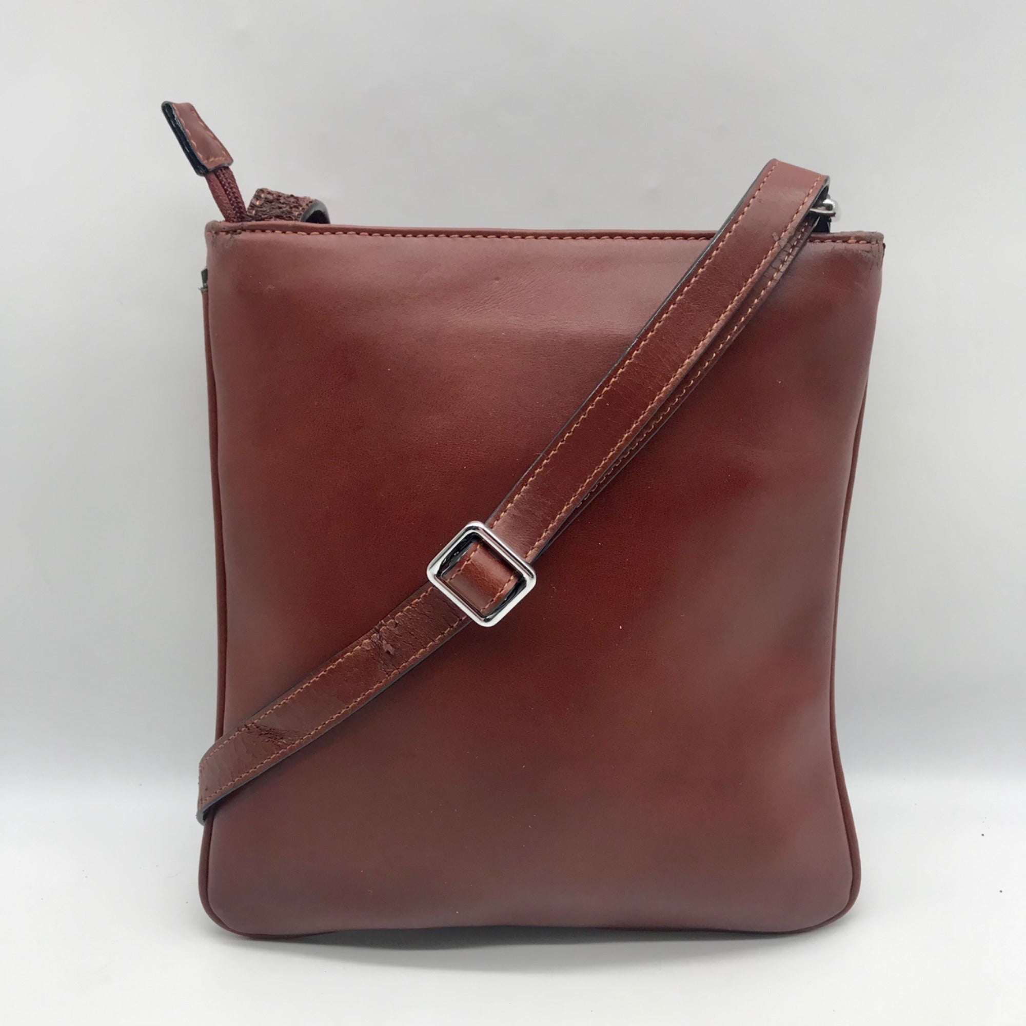 Stauer Brown Italian Leather Crossbody Bag
