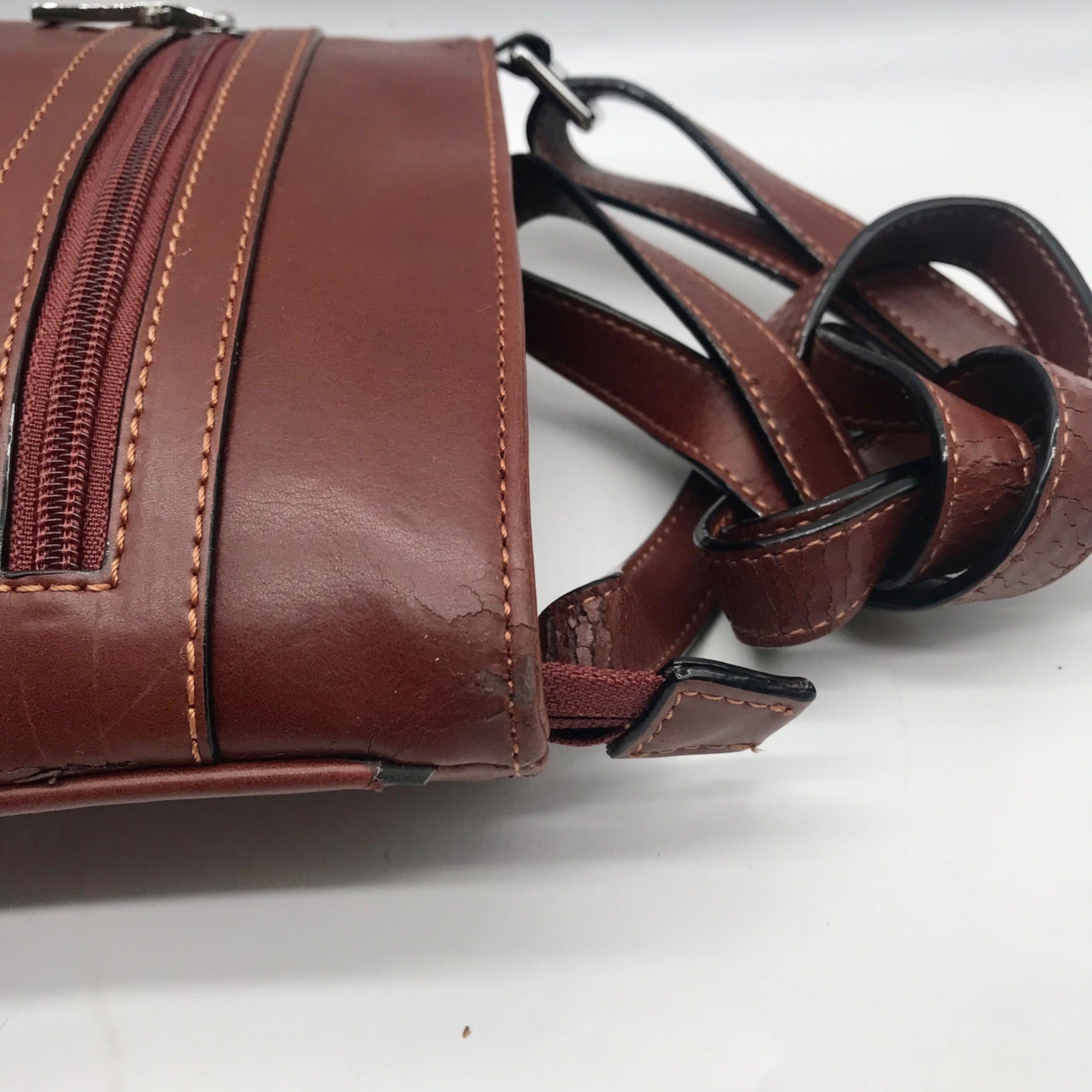 Stauer Brown Italian Leather Crossbody Bag