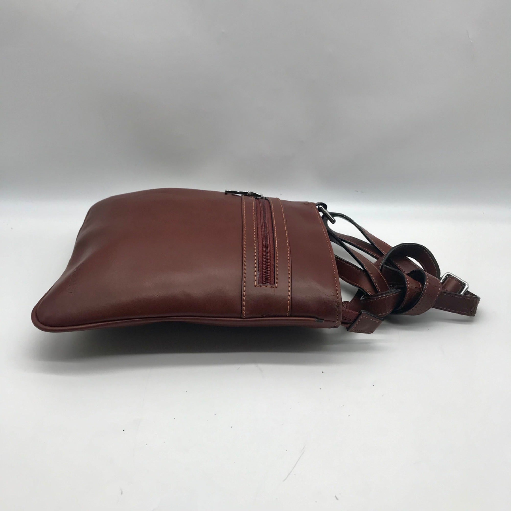 Stauer Brown Italian Leather Crossbody Bag