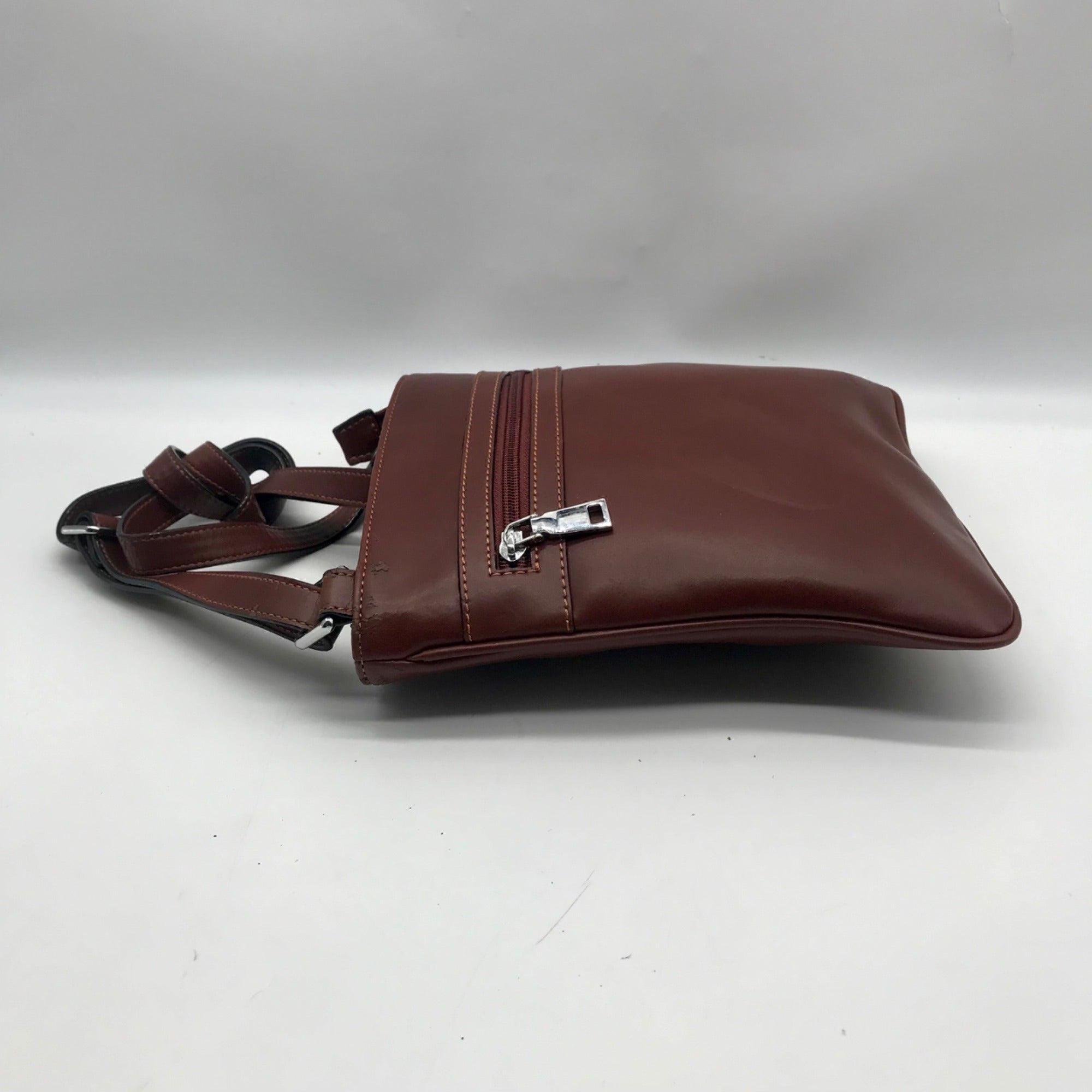 Stauer Brown Italian Leather Crossbody Bag