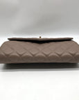 Badgley Mischka Taupe Diamond Quilted Crossbody Bag