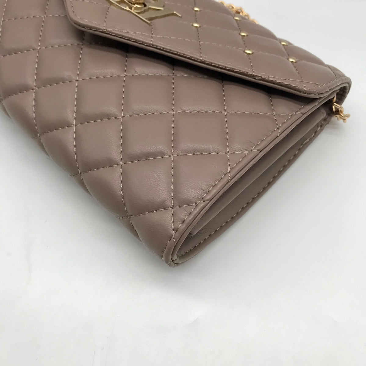 Badgley Mischka Taupe Diamond Quilted Crossbody Bag
