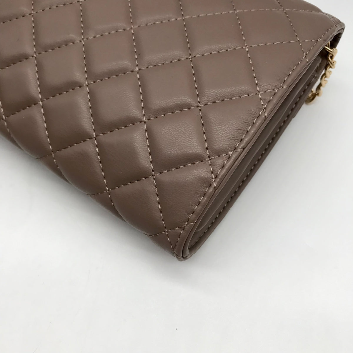 Badgley Mischka Taupe Diamond Quilted Crossbody Bag