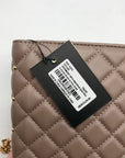 Badgley Mischka Taupe Diamond Quilted Crossbody Bag
