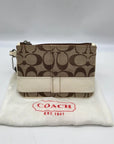 Coach Tan and Ivory Canvas Wristlet