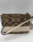 Coach Tan and Ivory Canvas Wristlet