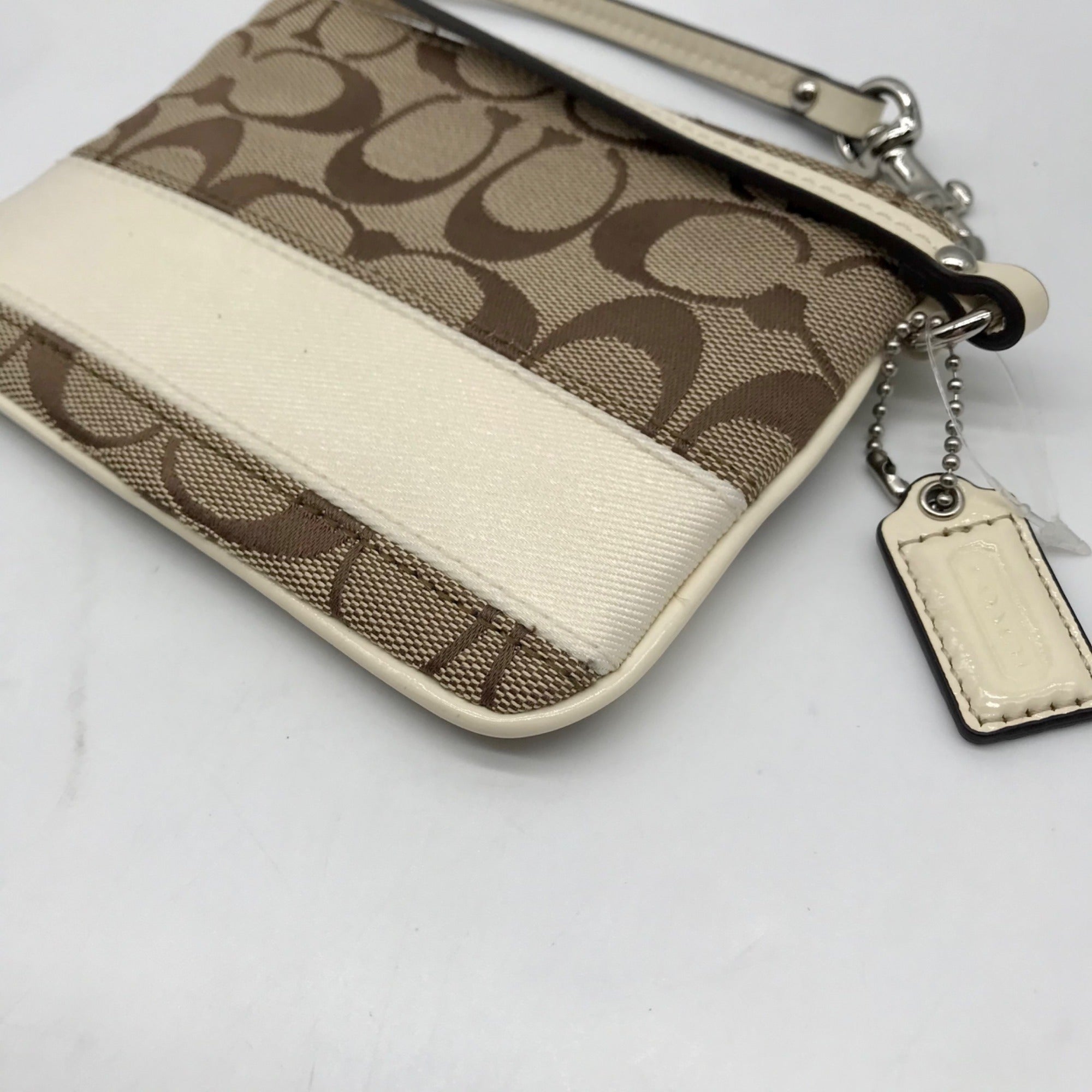 Coach Tan and Ivory Canvas Wristlet