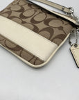 Coach Tan and Ivory Canvas Wristlet