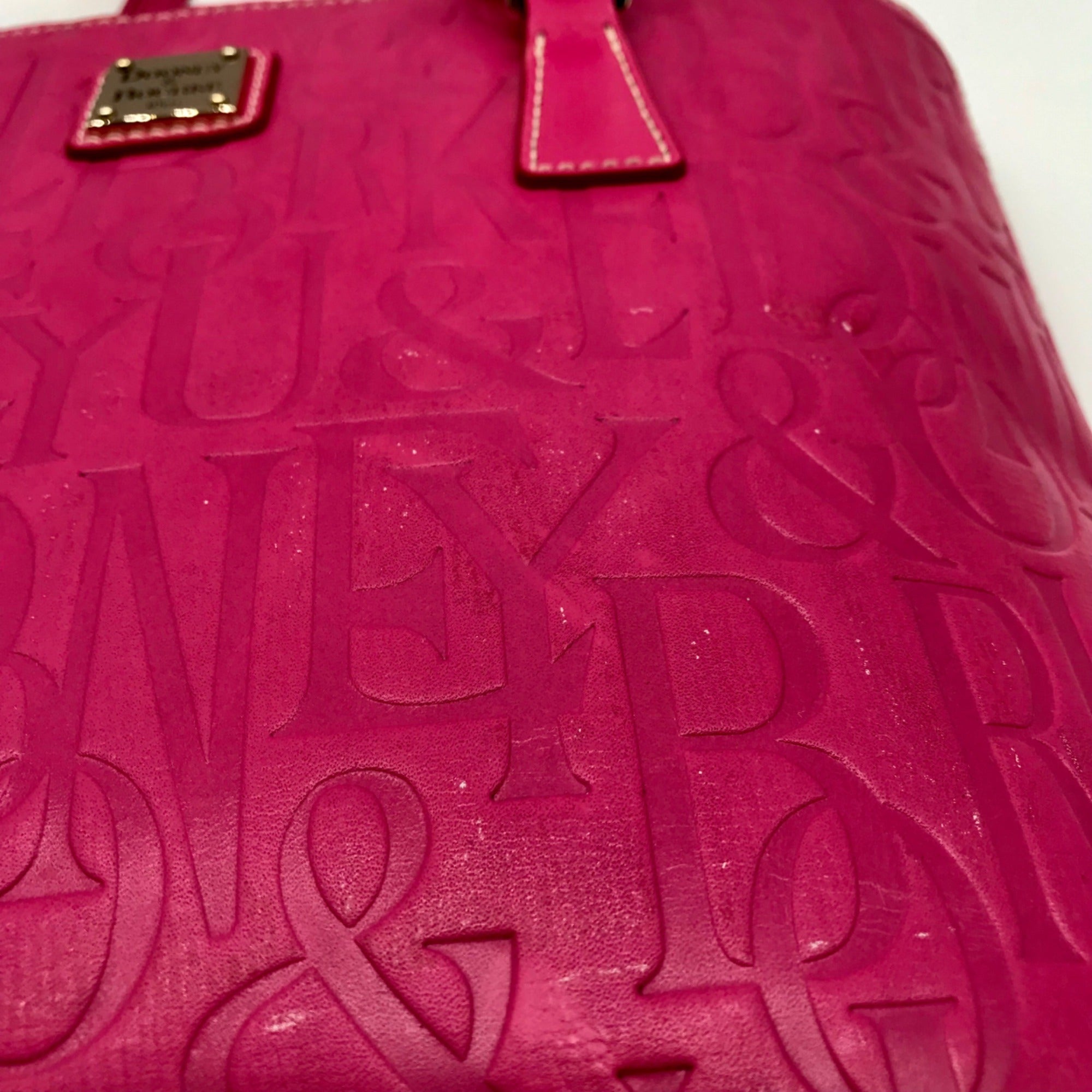 Dooney &amp; Bourke Pink Embossed Leather Retro Grafica Tote Bag