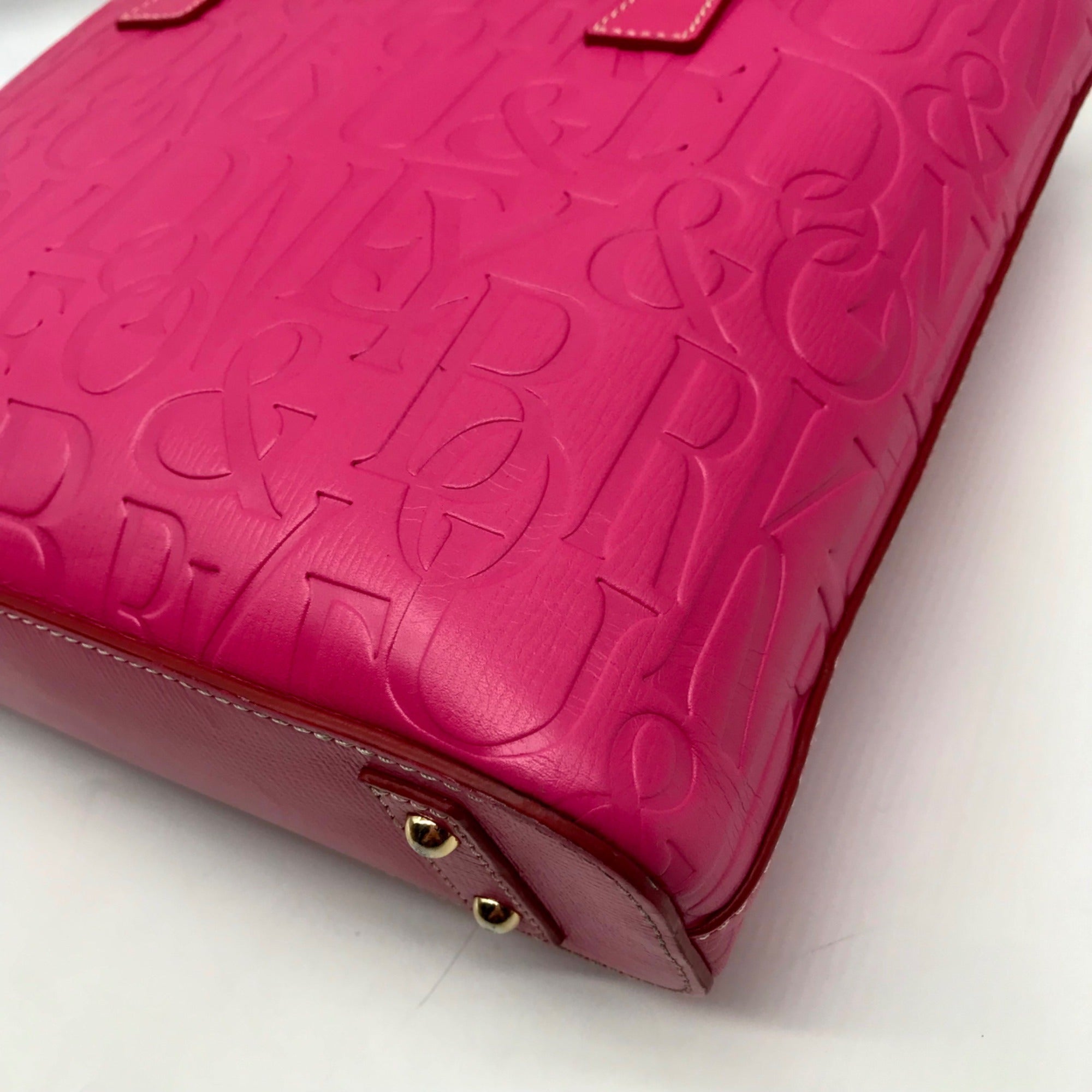 Dooney &amp; Bourke Pink Embossed Leather Retro Grafica Tote Bag