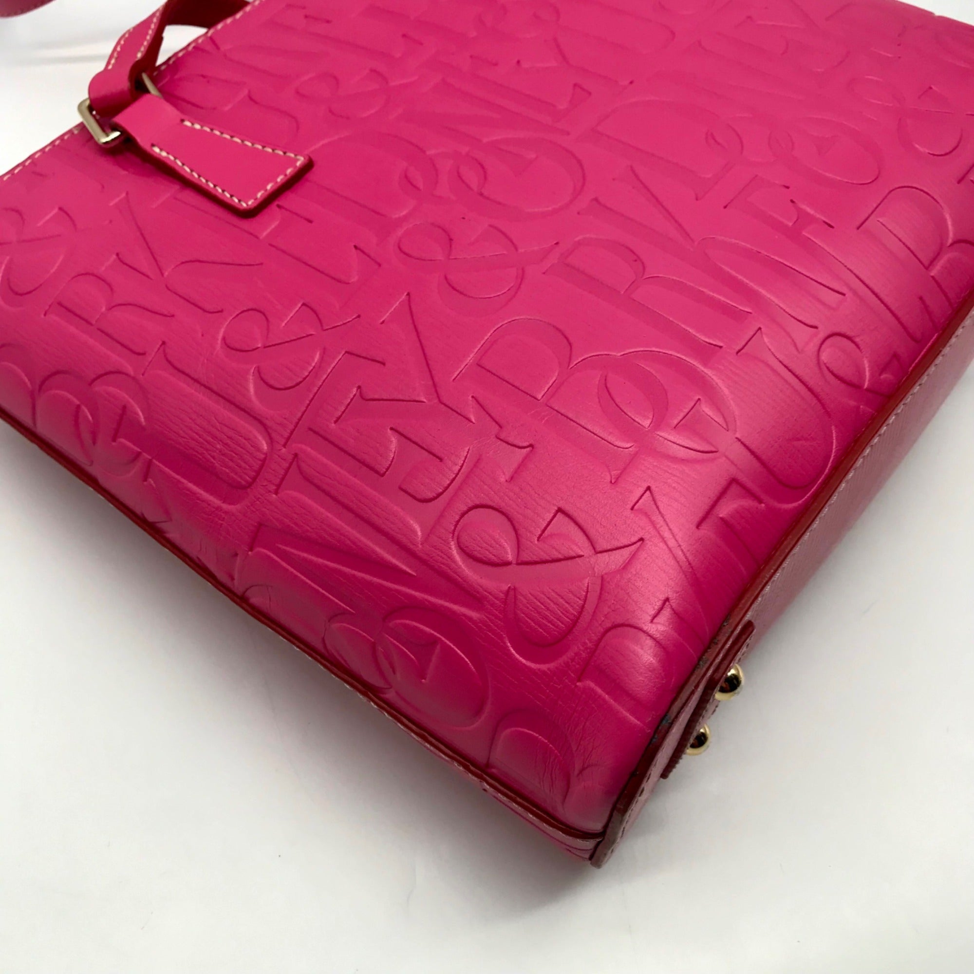 Dooney &amp; Bourke Pink Embossed Leather Retro Grafica Tote Bag
