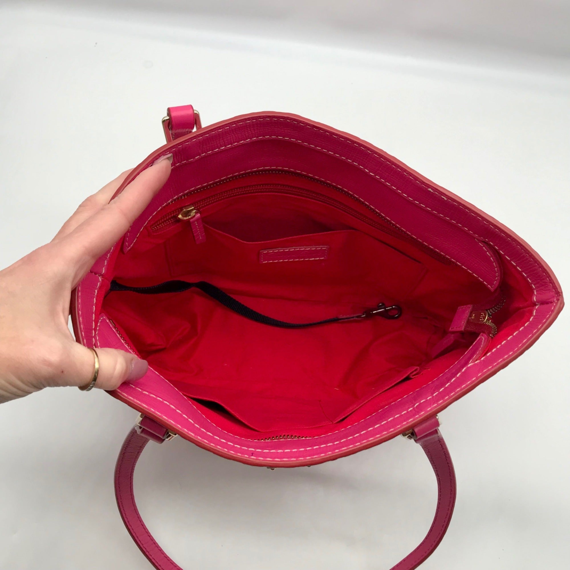 Dooney &amp; Bourke Pink Embossed Leather Retro Grafica Tote Bag