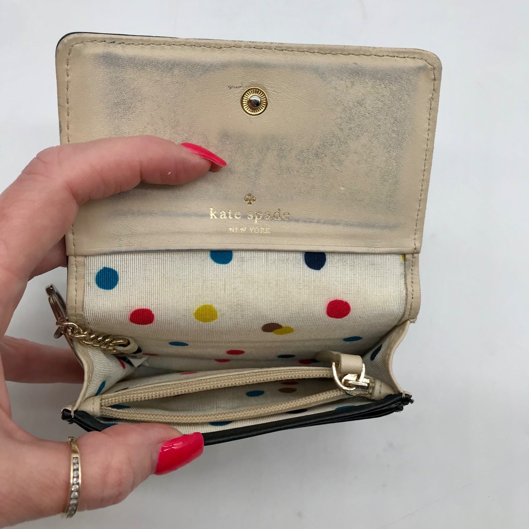 Kate Spade Black Leather Staci Business Card Holder Wallet