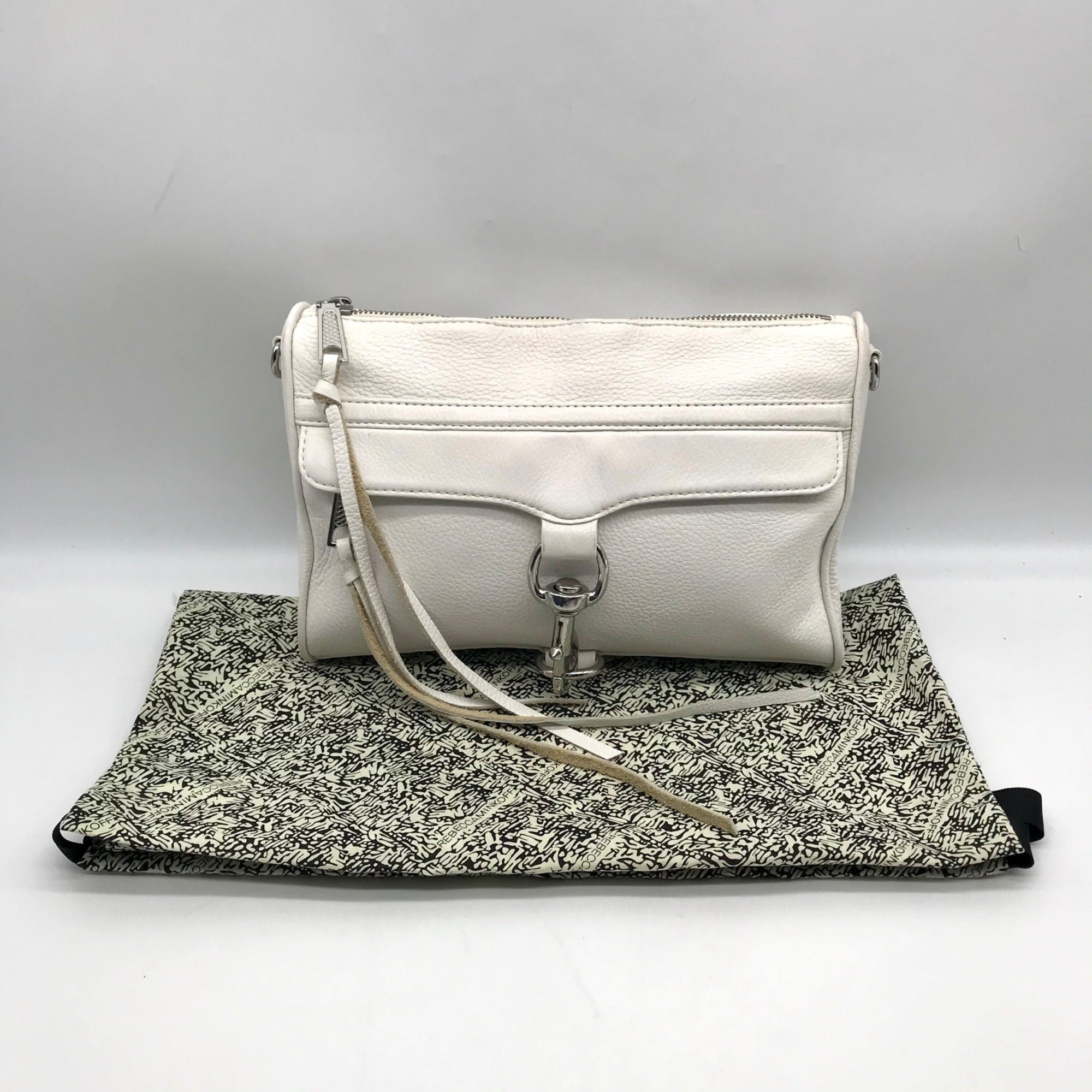 Rebecca Minkoff White Pebbled Leather Mac Crossbody Bag