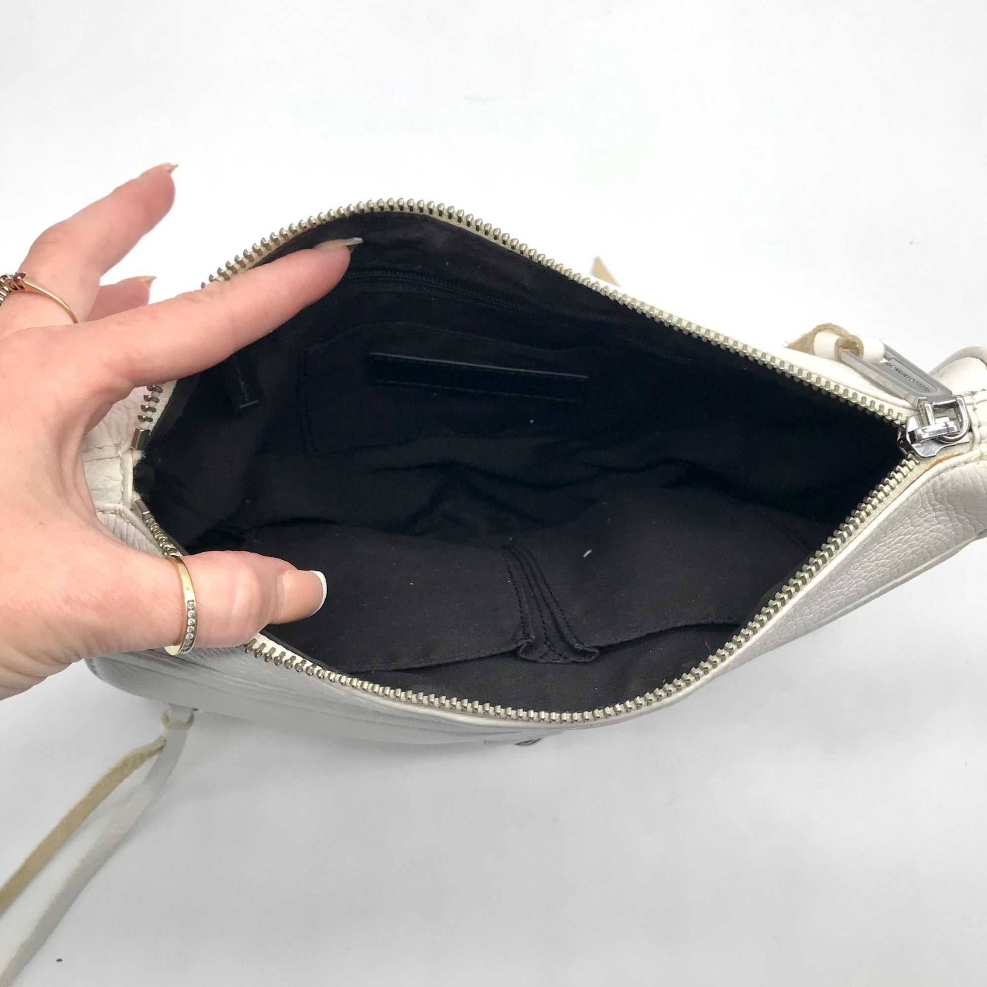 Rebecca Minkoff White Pebbled Leather Mac Crossbody Bag