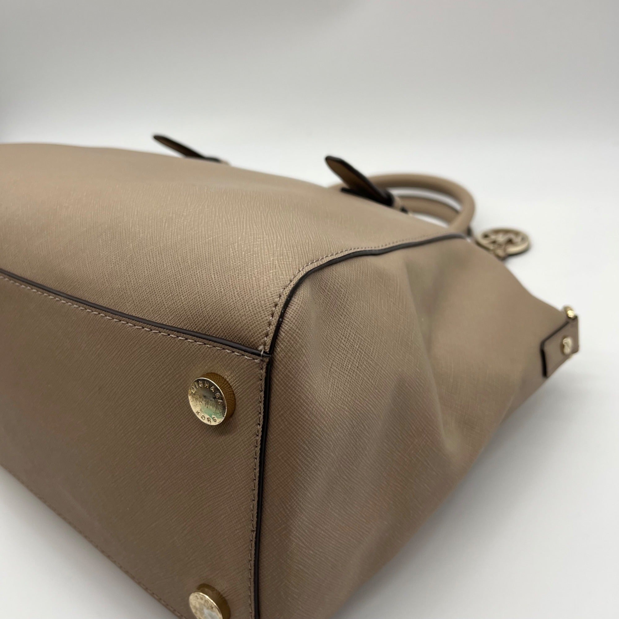 Michael Kors Beige Saffiano Leather Ciara Convertible Satchel