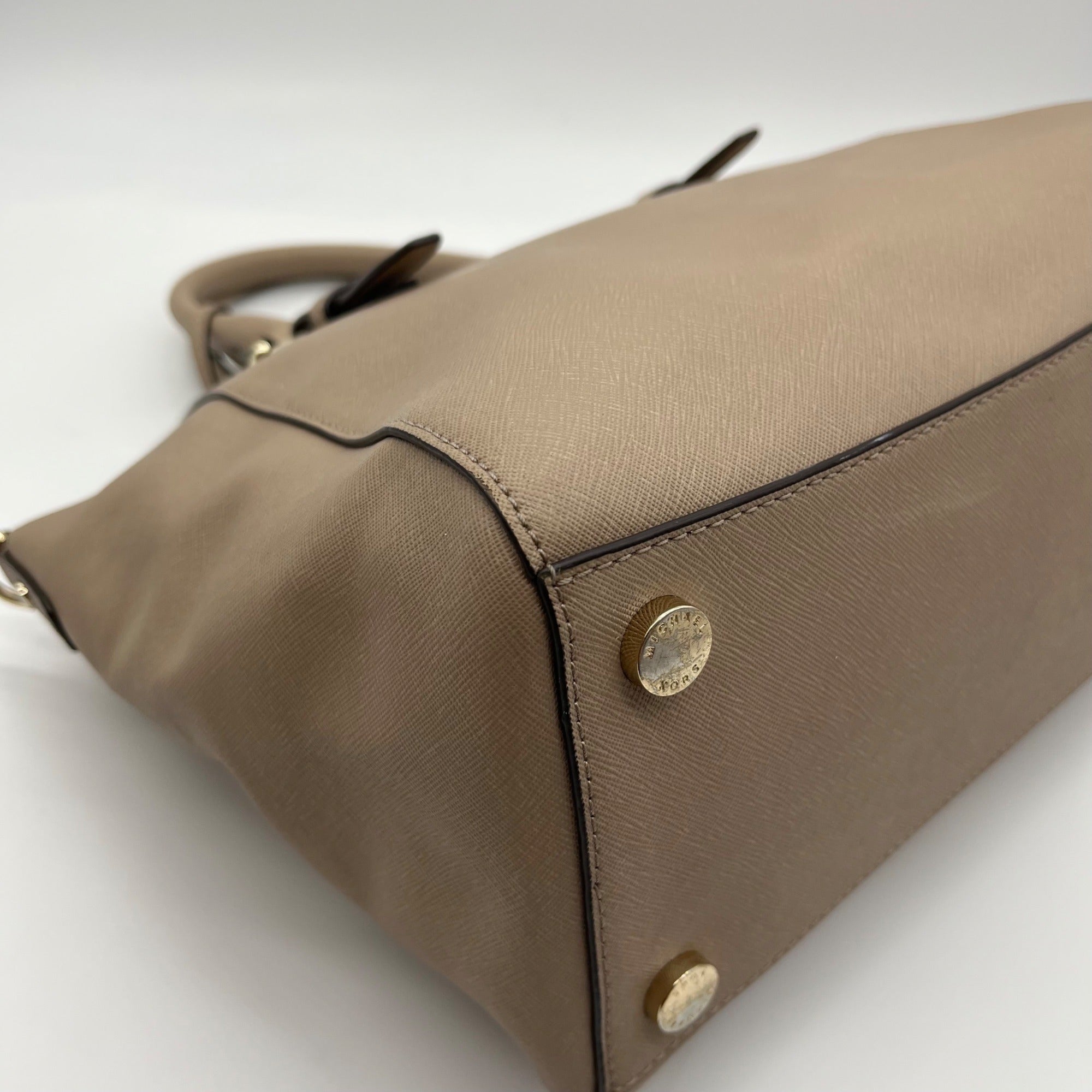 Michael Kors Beige Saffiano Leather Ciara Convertible Satchel
