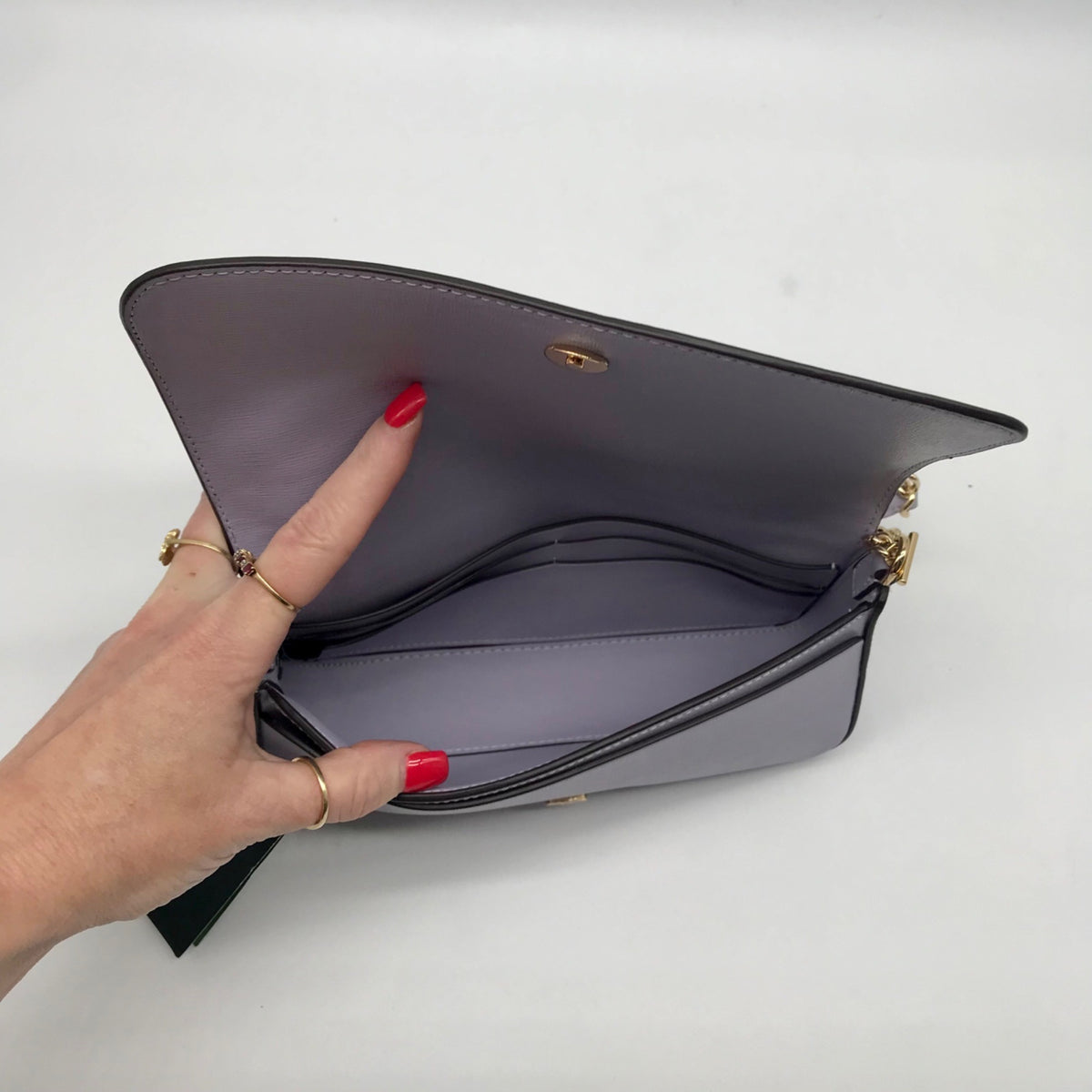 Kate Spade Lavender Saffiano Leather Flap Chain Crossbody Bag