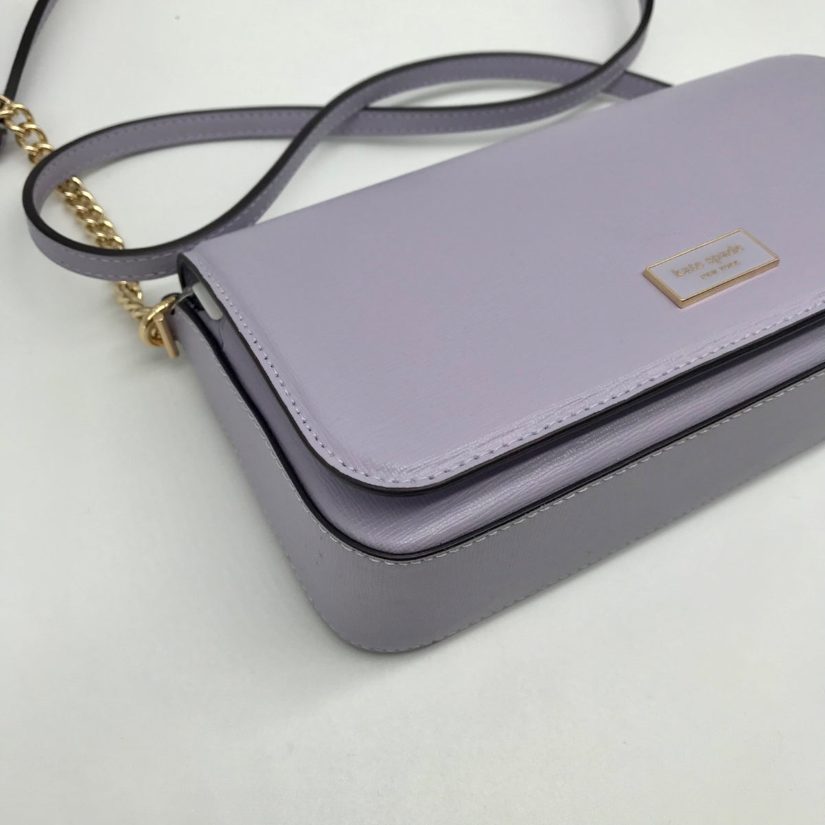 Kate Spade Lavender Saffiano Leather Flap Chain Crossbody Bag
