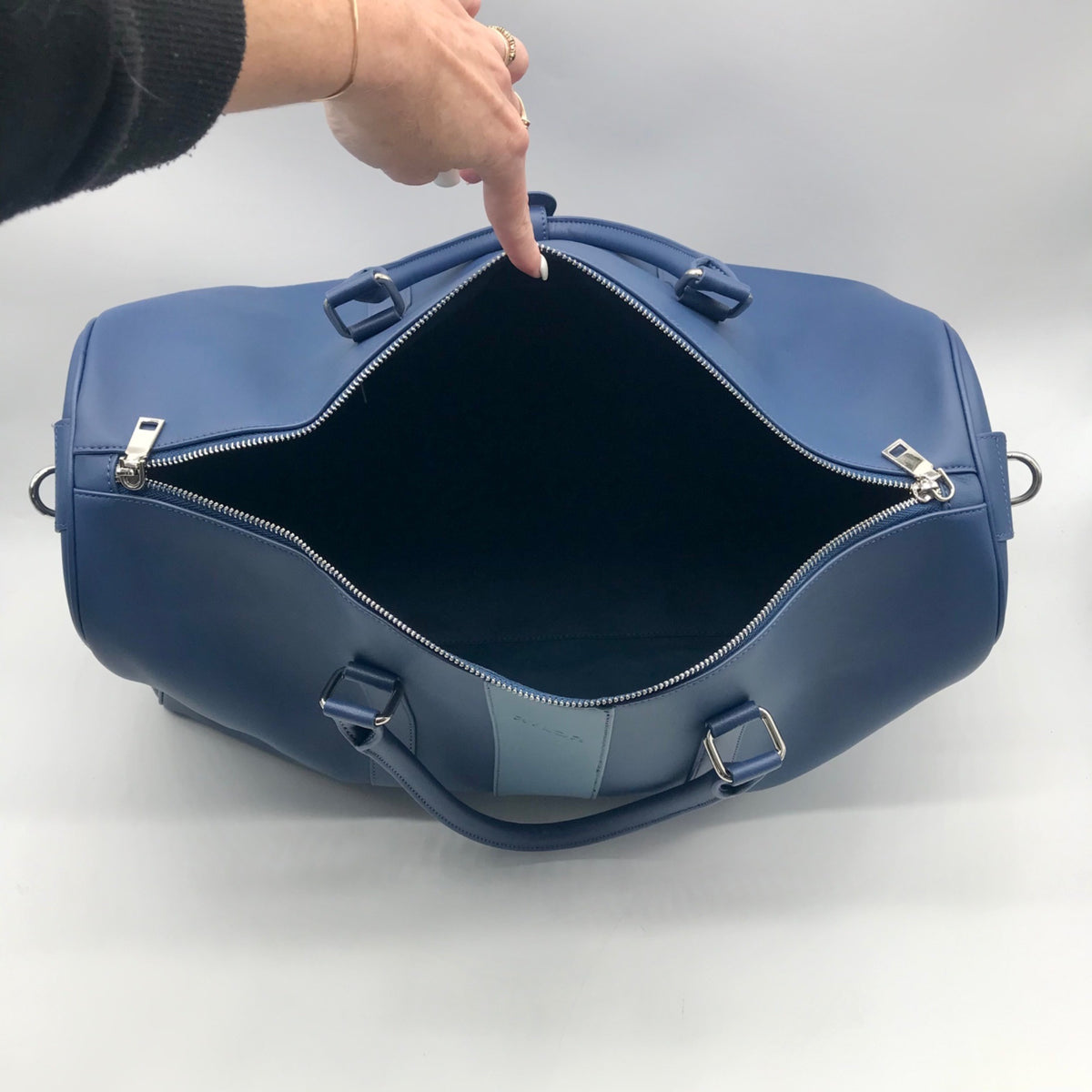 Rylor Blue Leather Duffle Bag